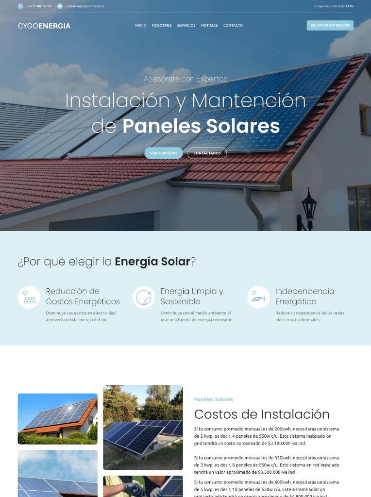 Página web para Cygo Energía