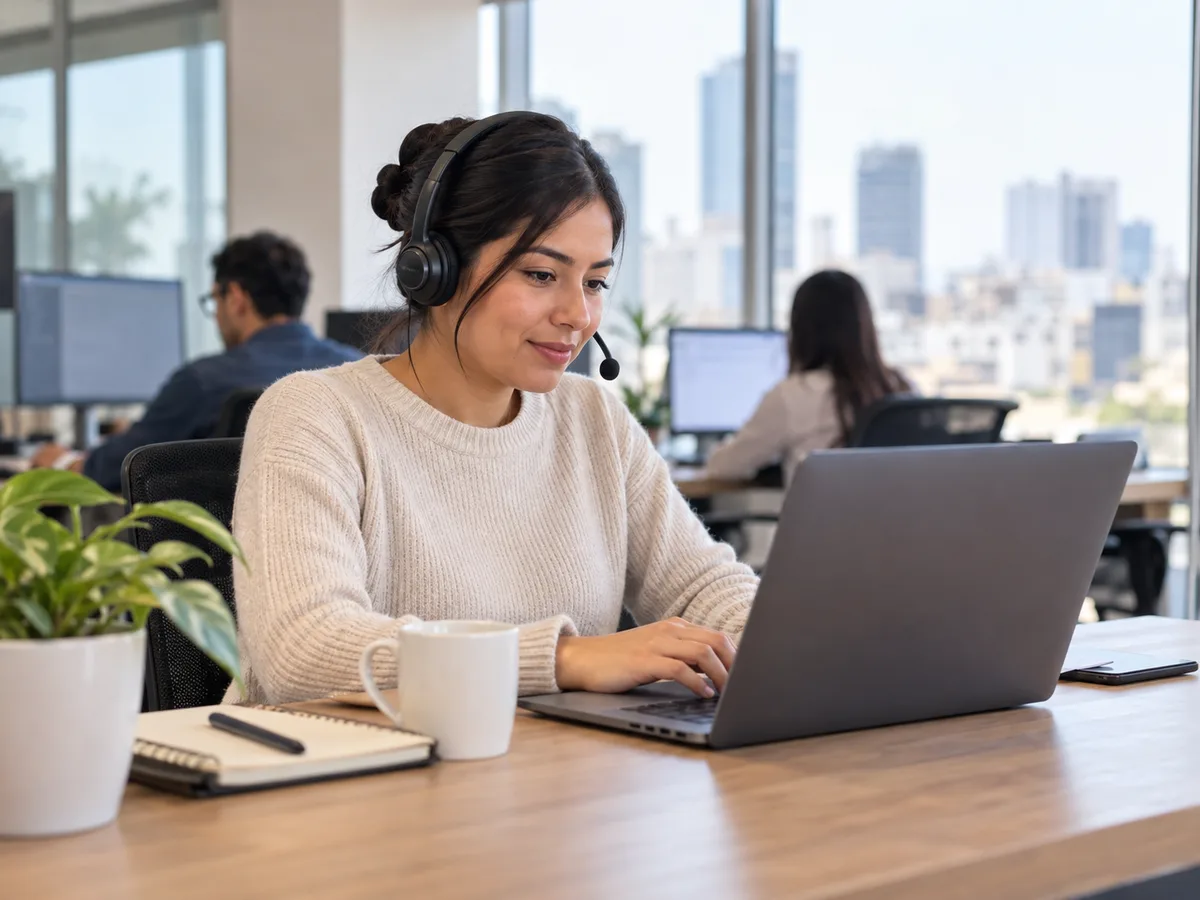 Integrante del equipo de soporte atendiendo a un cliente