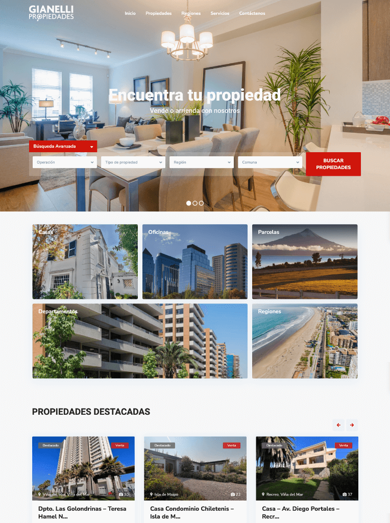 Página web para Gianelli Propiedades