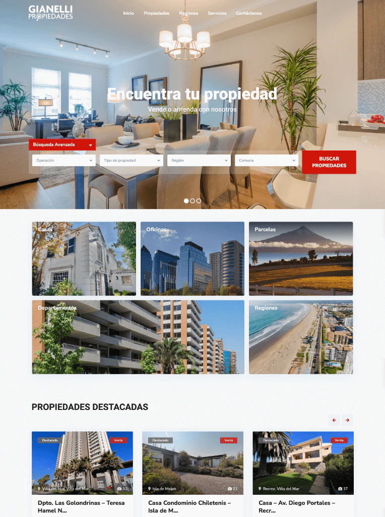 Página web para Gianelli Propiedades