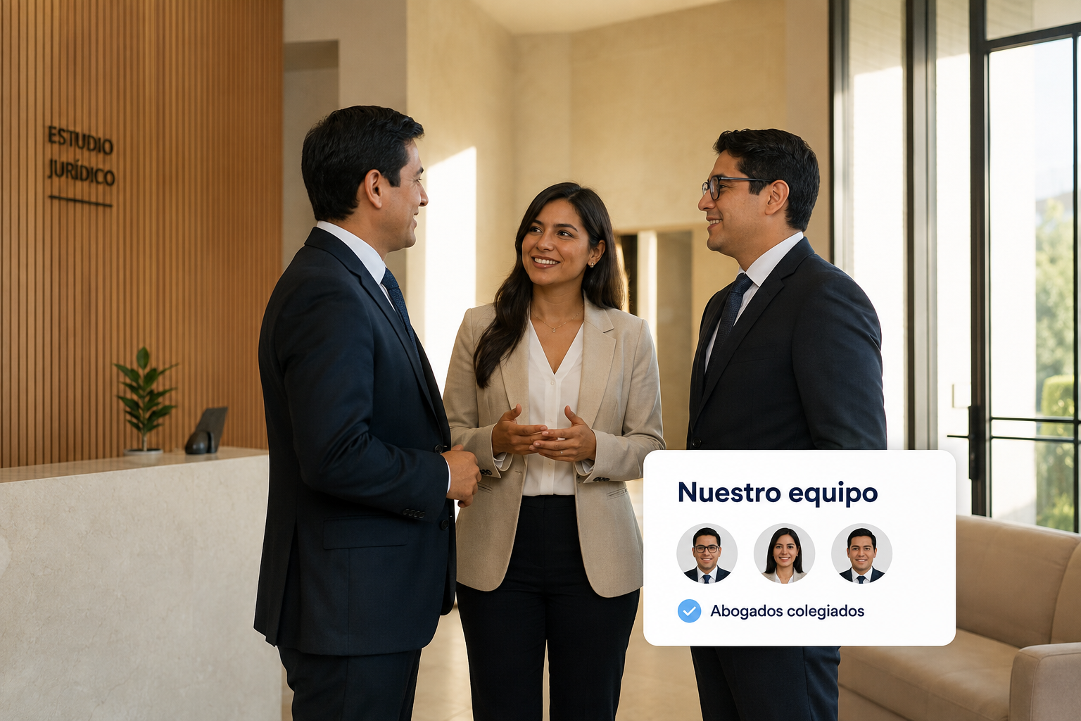 Equipo de abogados colegiados presentado en la página web