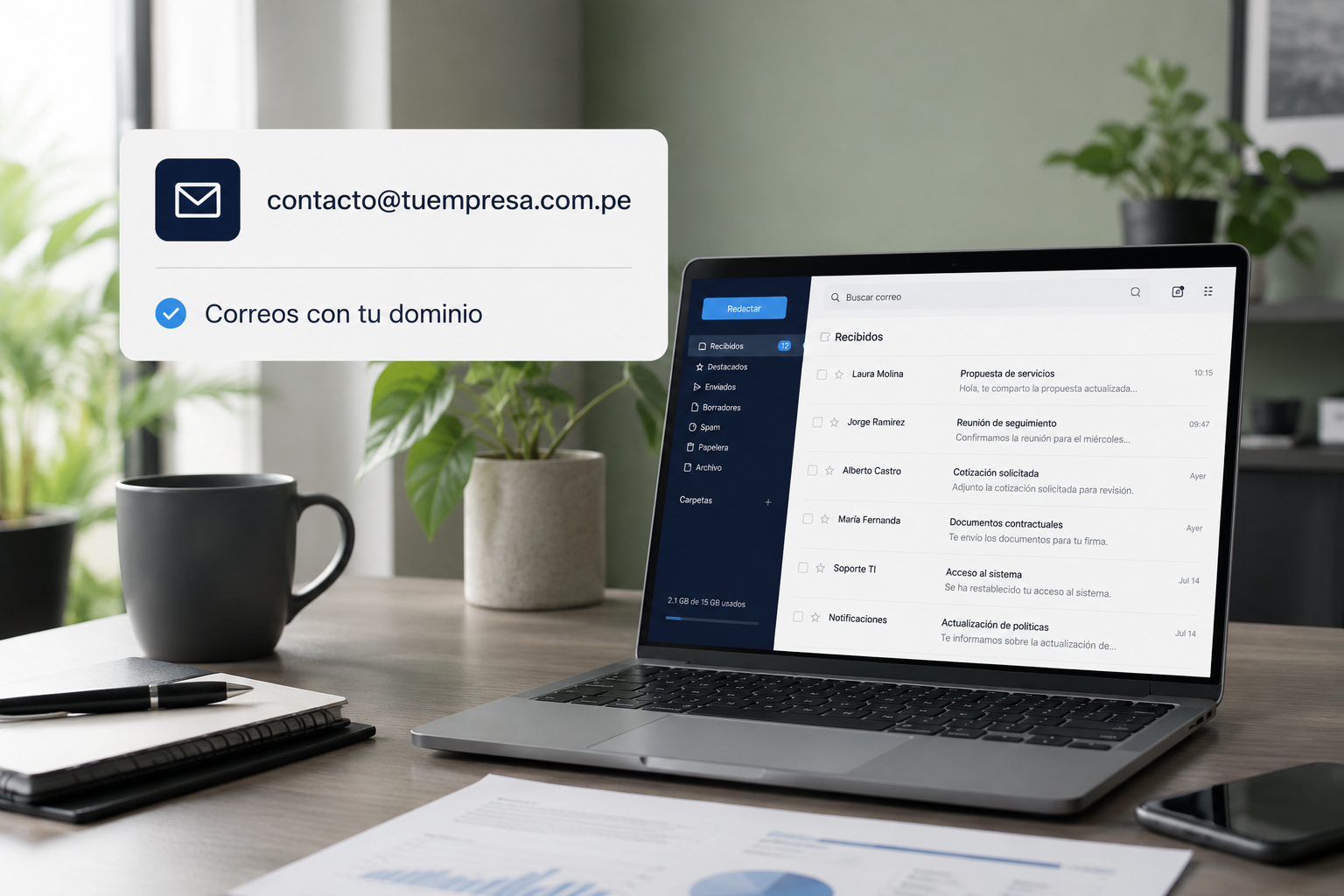 Correos corporativos con el dominio de tu empresa