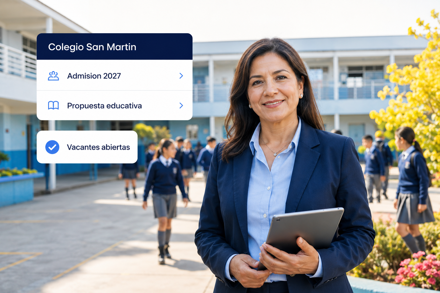 Directora de colegio peruano con la web del plantel