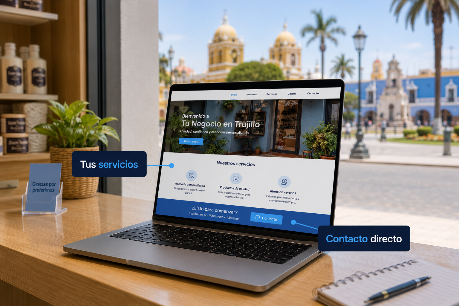 Página web de negocio trujillano con servicios y contacto