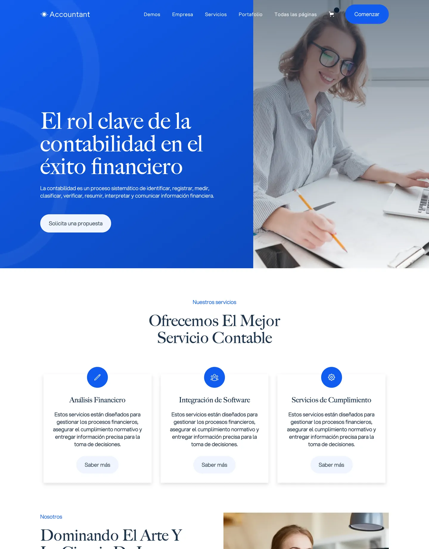 Diseño de página web para finanzas y seguros