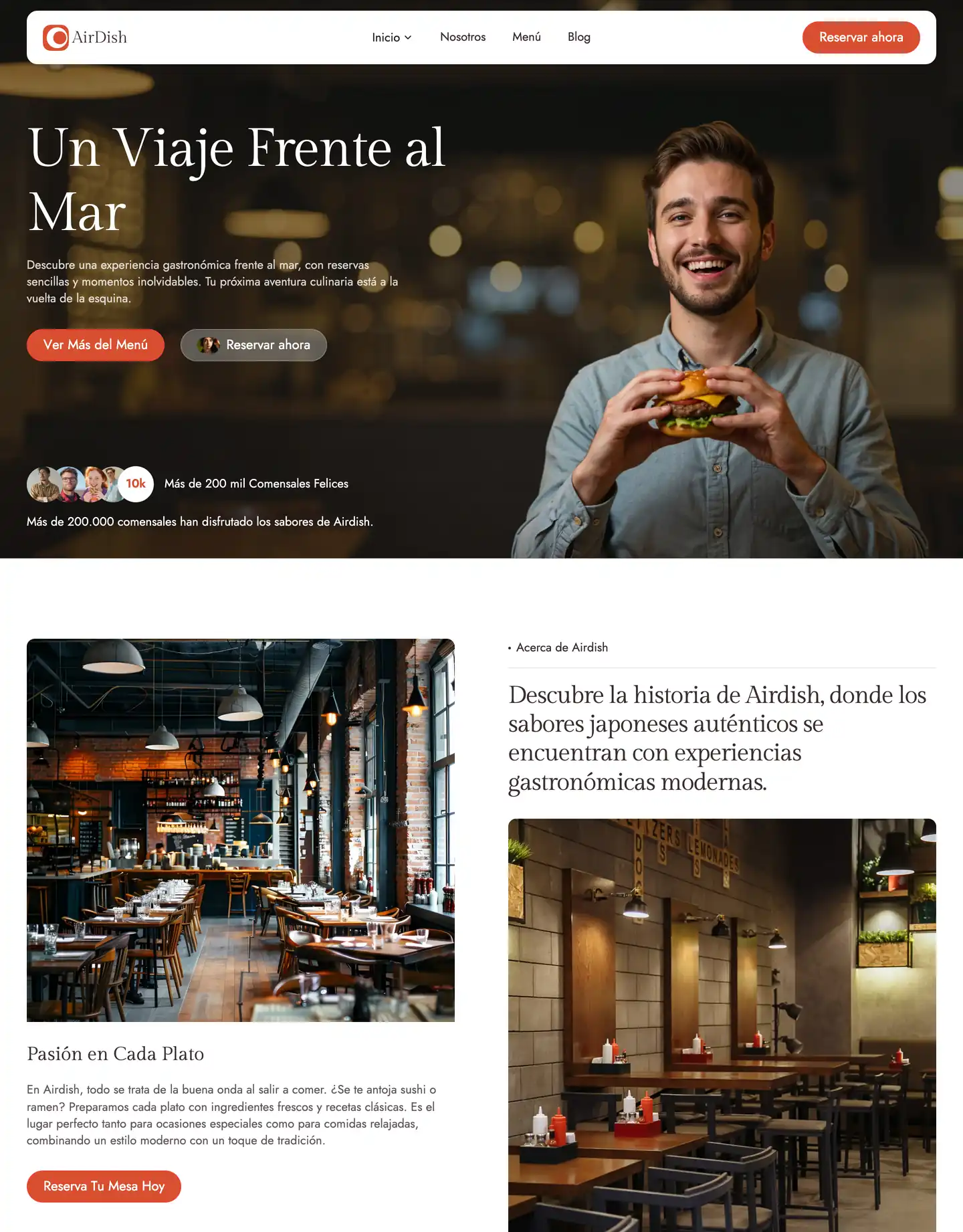 Diseño de página web para restaurantes y cafés
