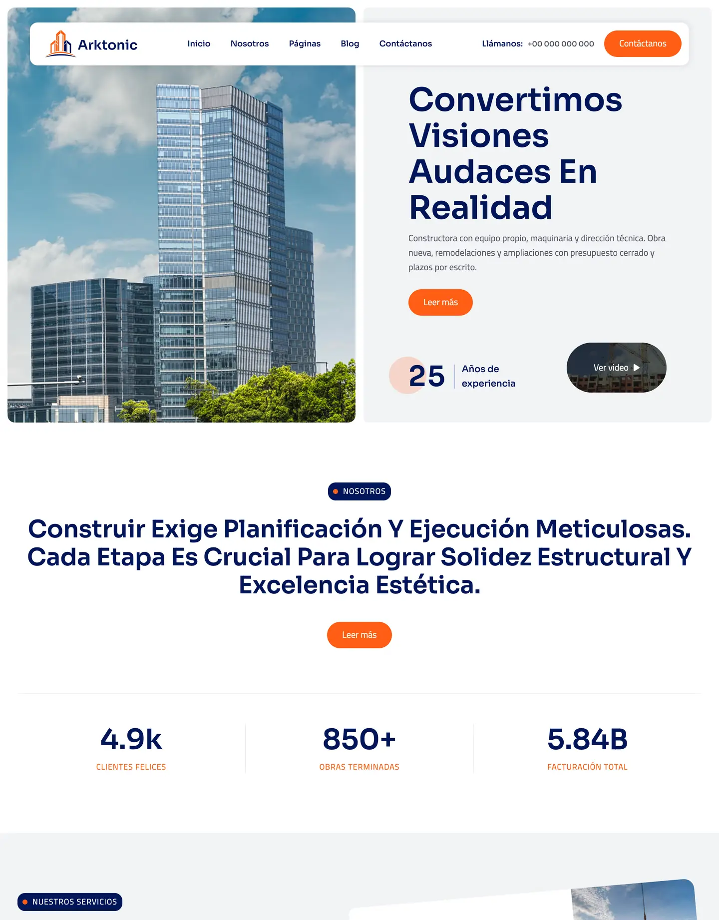 Diseño de página web para construcción