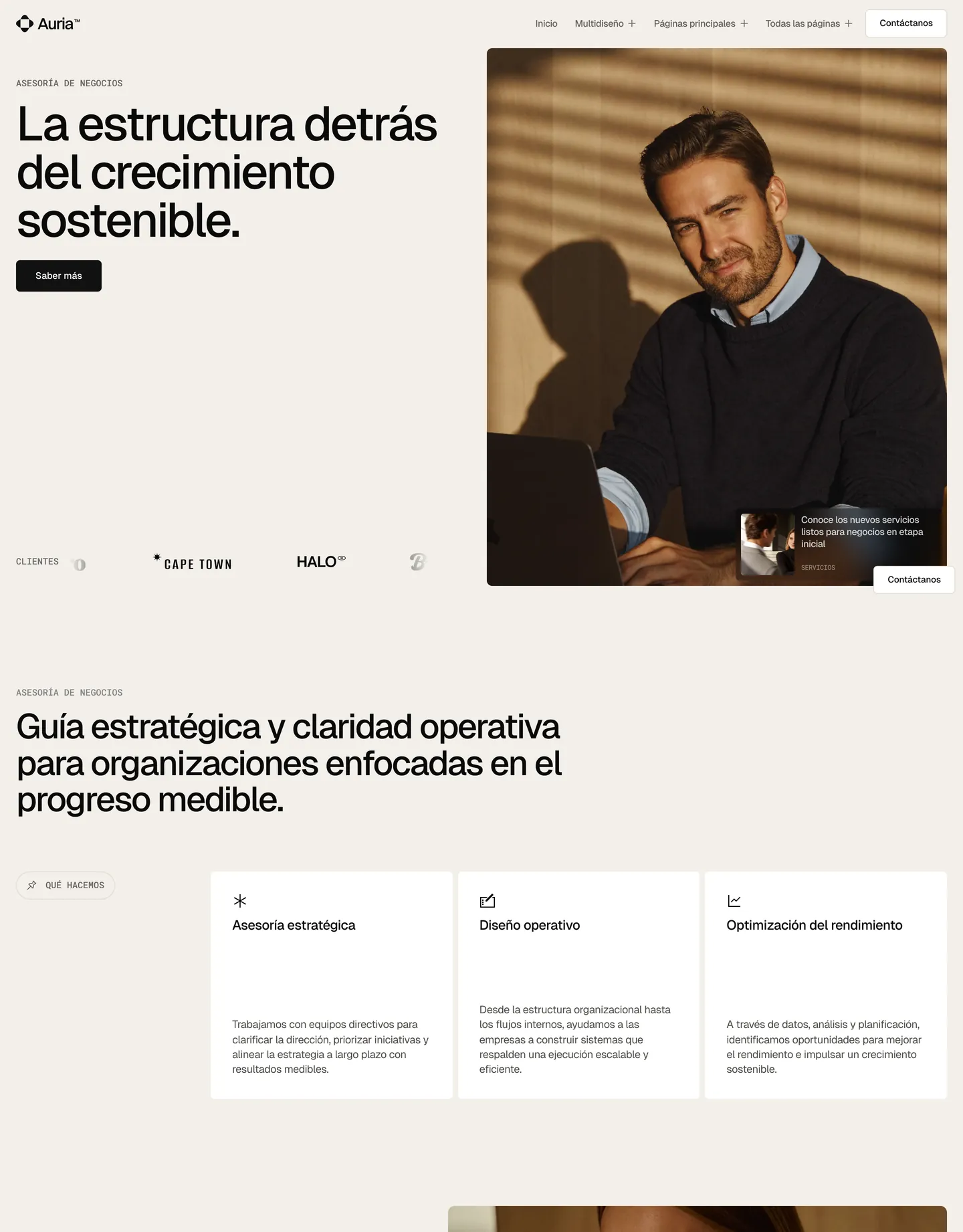 Diseño de página web para auria