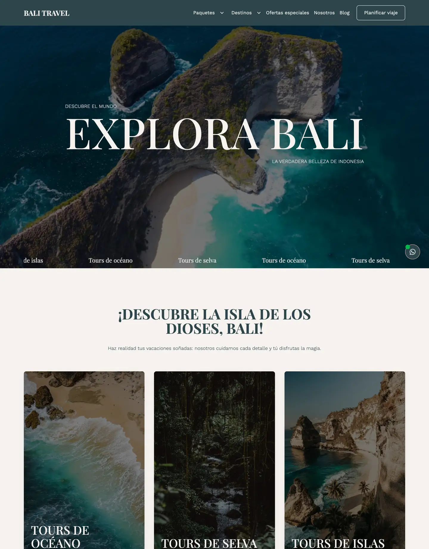 Diseño de página web para turismo y viajes