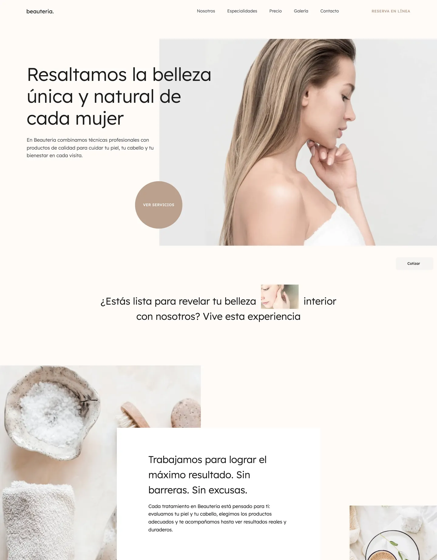 Diseño de página web para belleza y estética