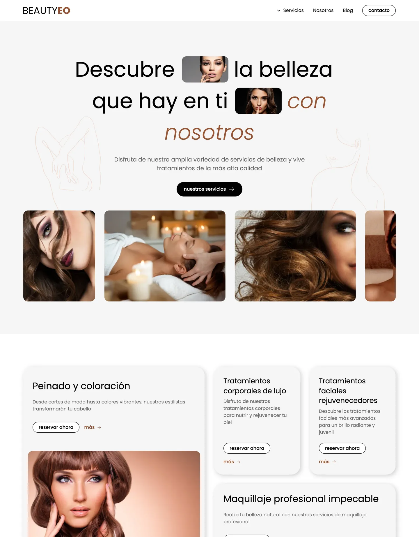 Diseño de página web para belleza y estética