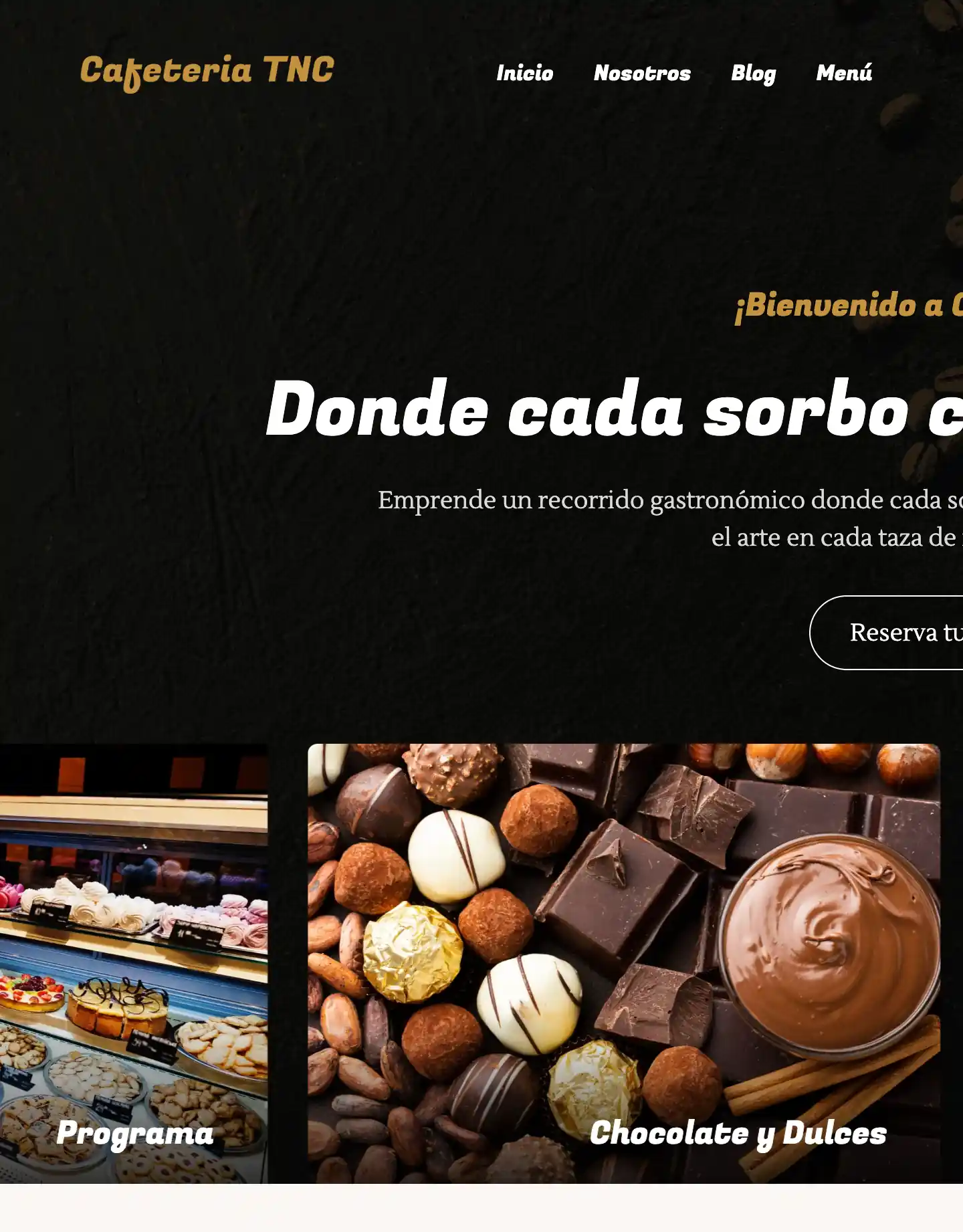Diseño de página web para restaurantes y cafés