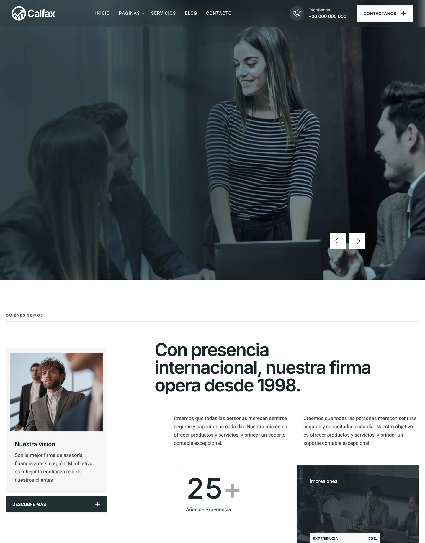 Diseño de página web para finanzas y seguros