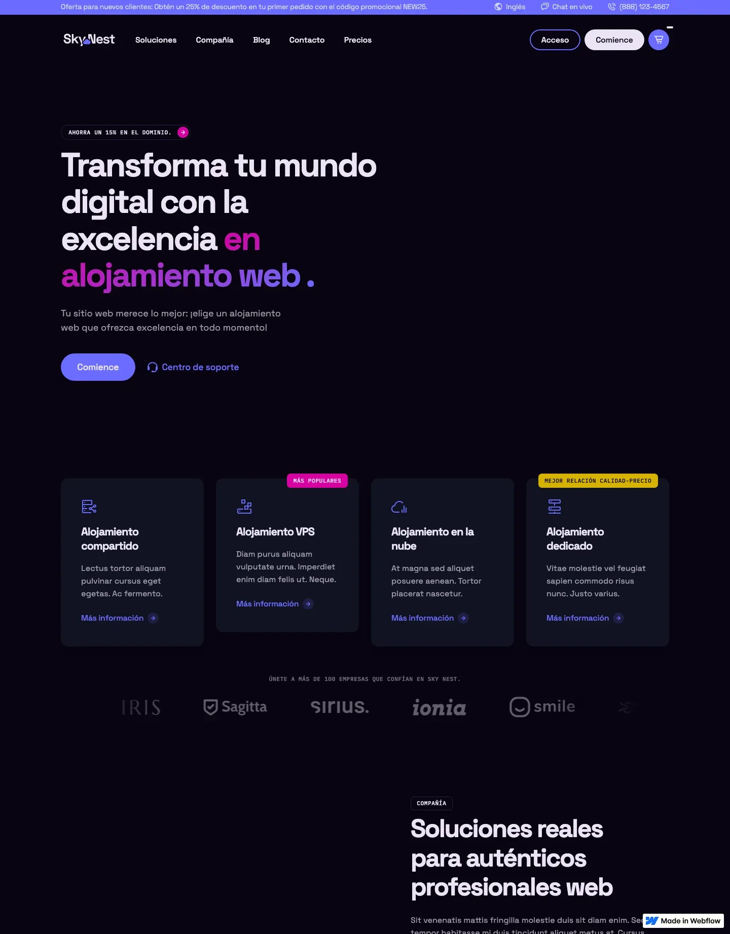 Diseño de página web para software y apps