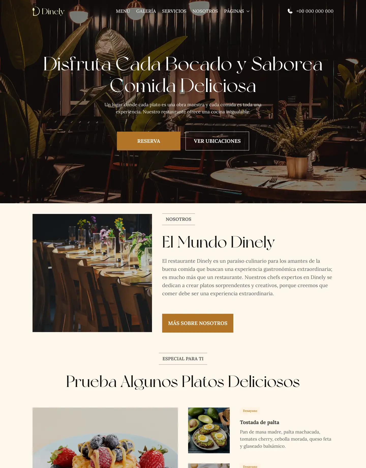 Diseño de página web para restaurantes y cafés