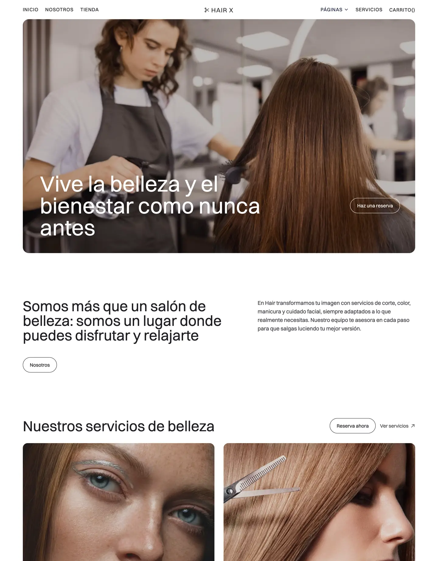 Diseño de página web para belleza y estética