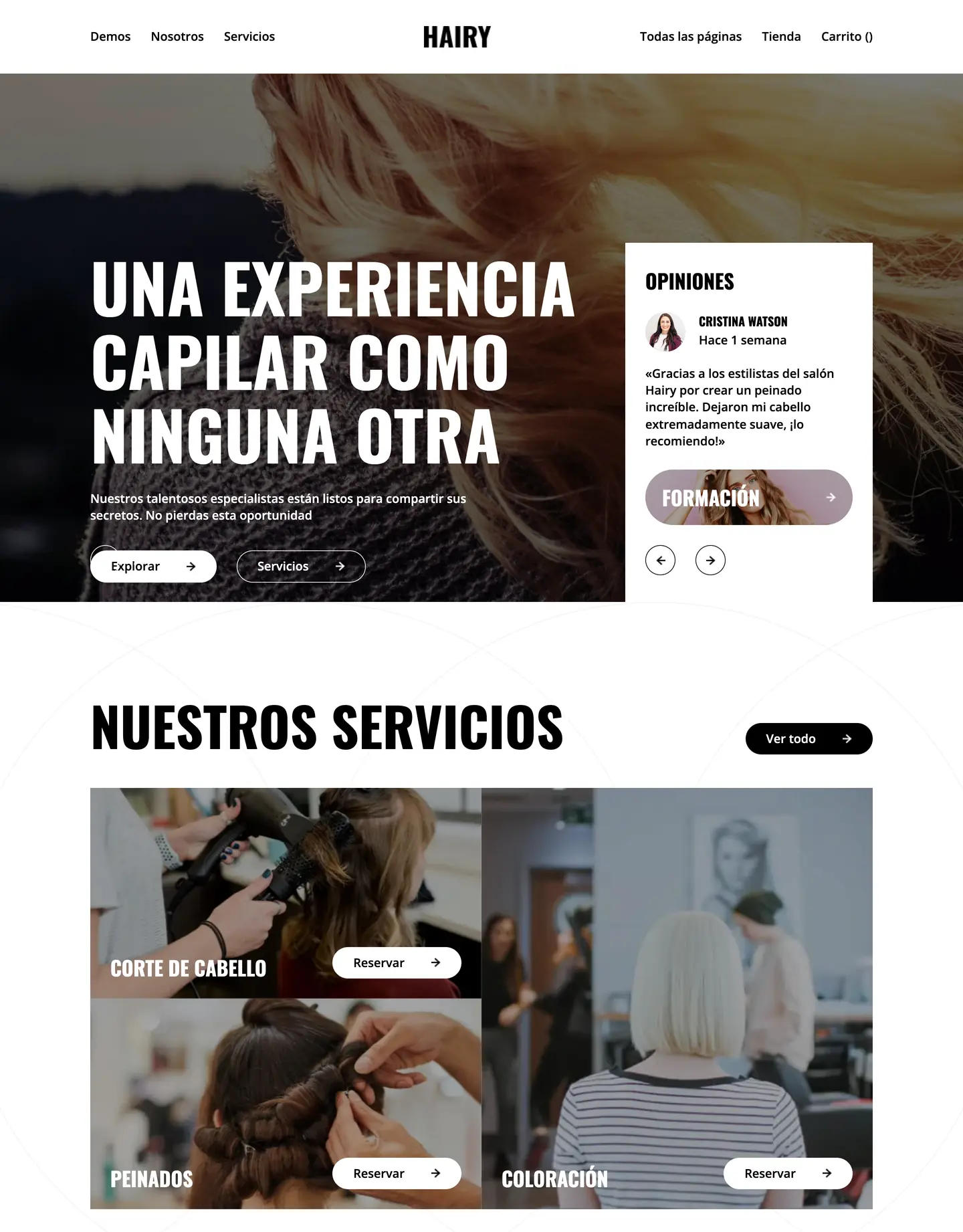 Diseño de página web para belleza y estética