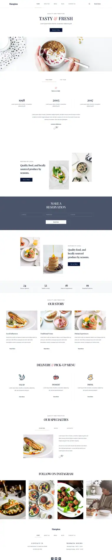 Diseño de página web para restaurantes y cafés