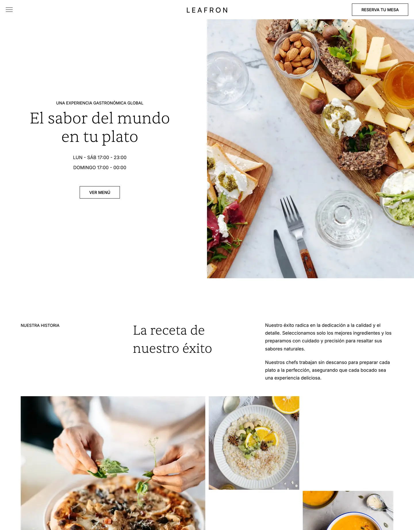 Diseño de página web para restaurantes y cafés