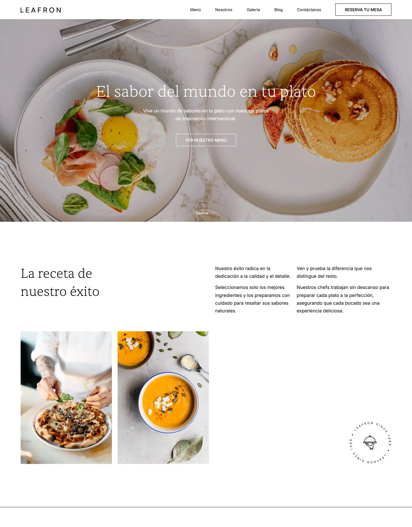Diseño de página web para restaurantes y cafés