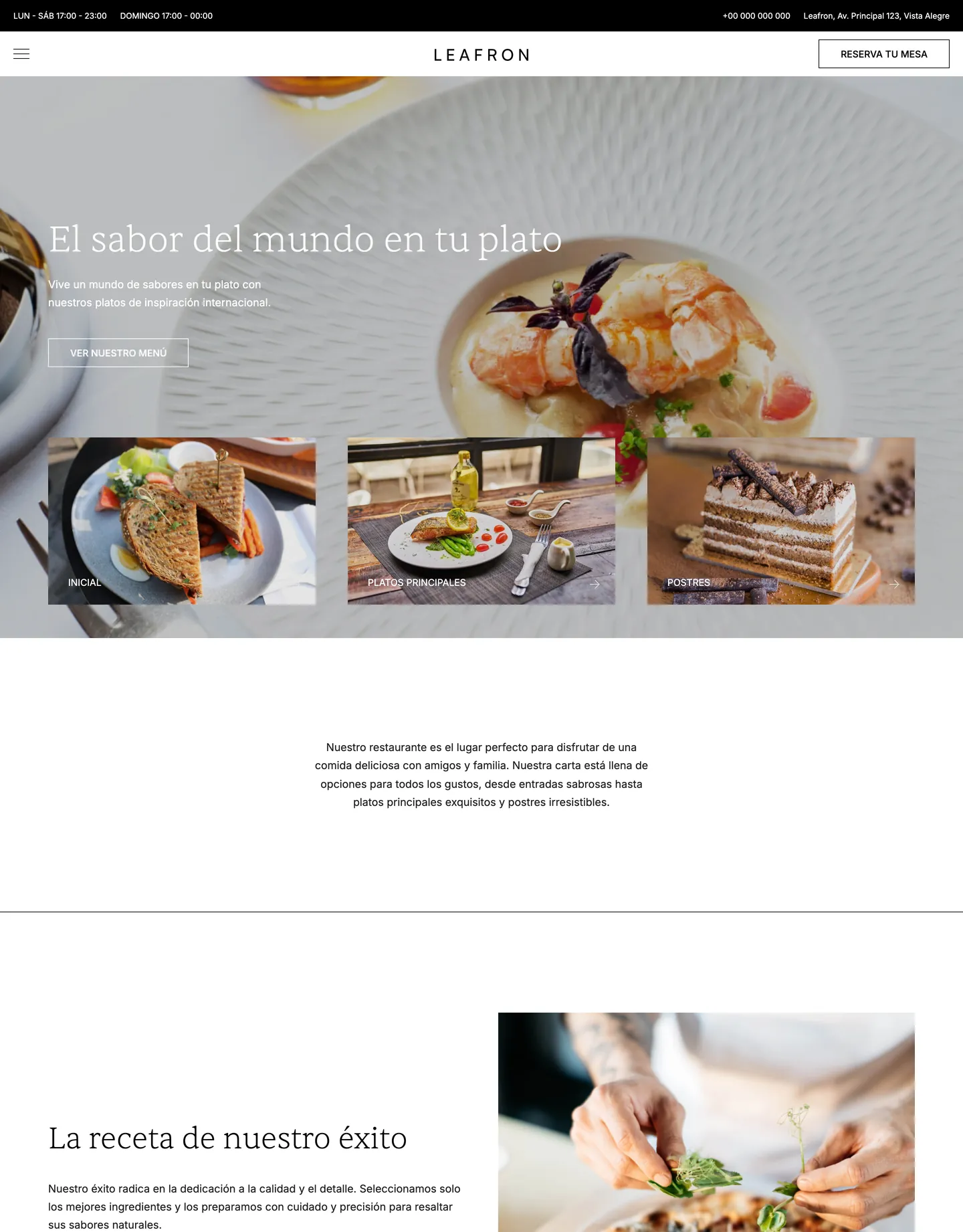 Diseño de página web para restaurantes y cafés