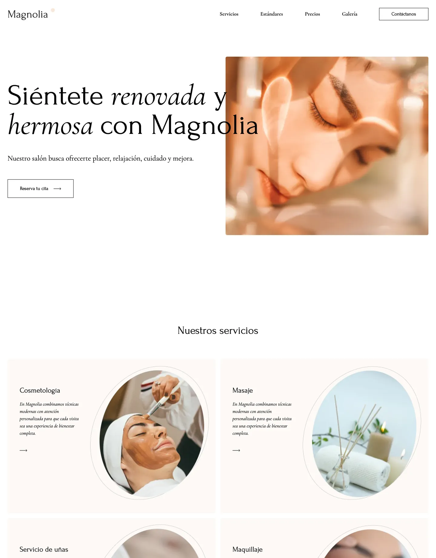 Diseño de página web para belleza y estética