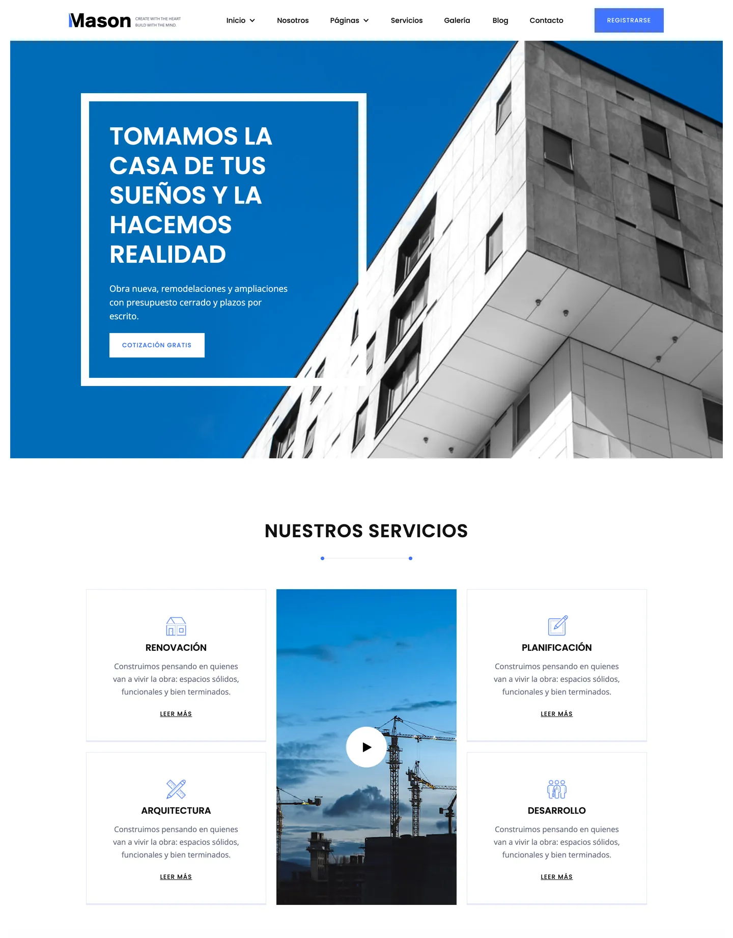 Diseño de página web para construcción