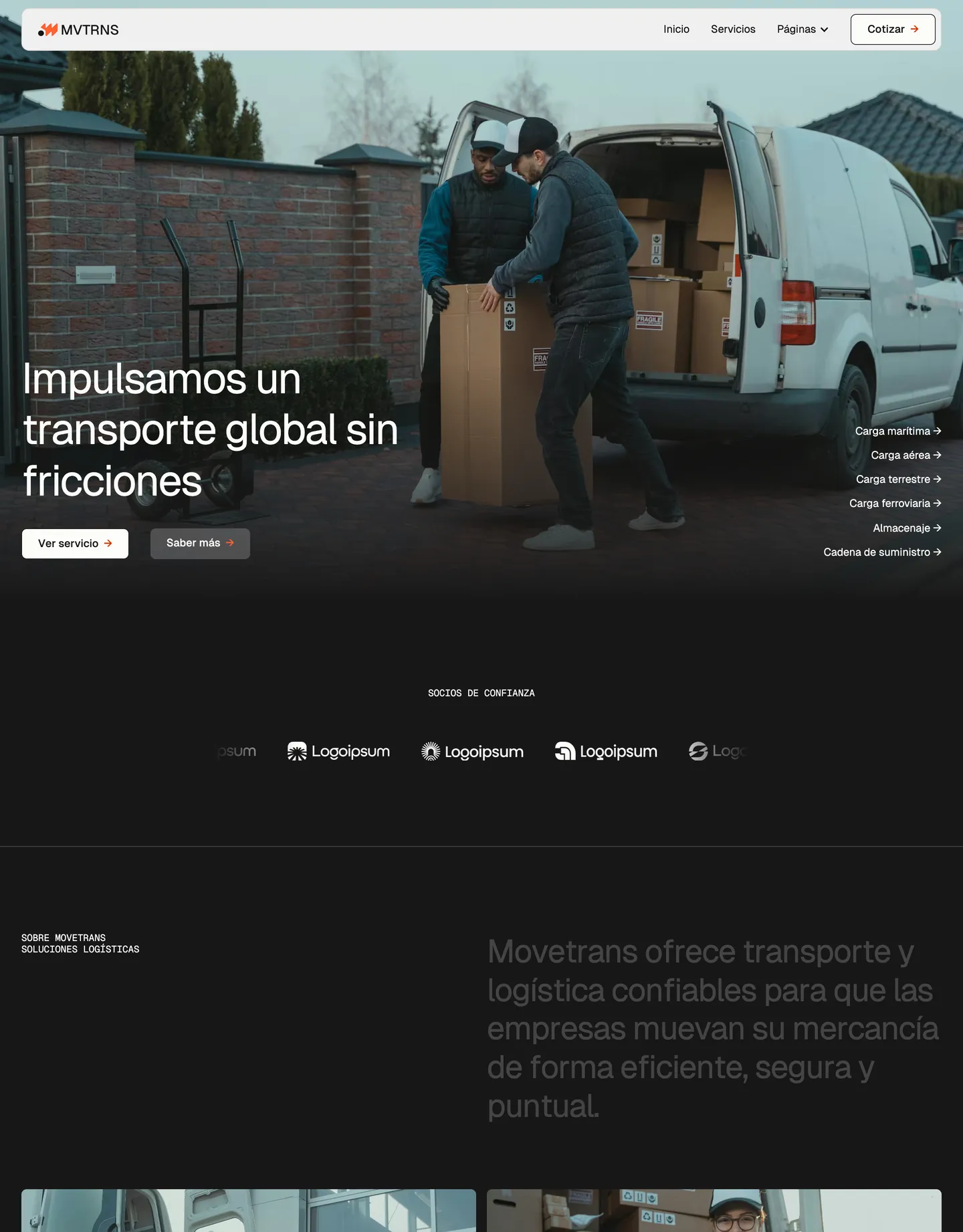 Diseño de página web para transporte