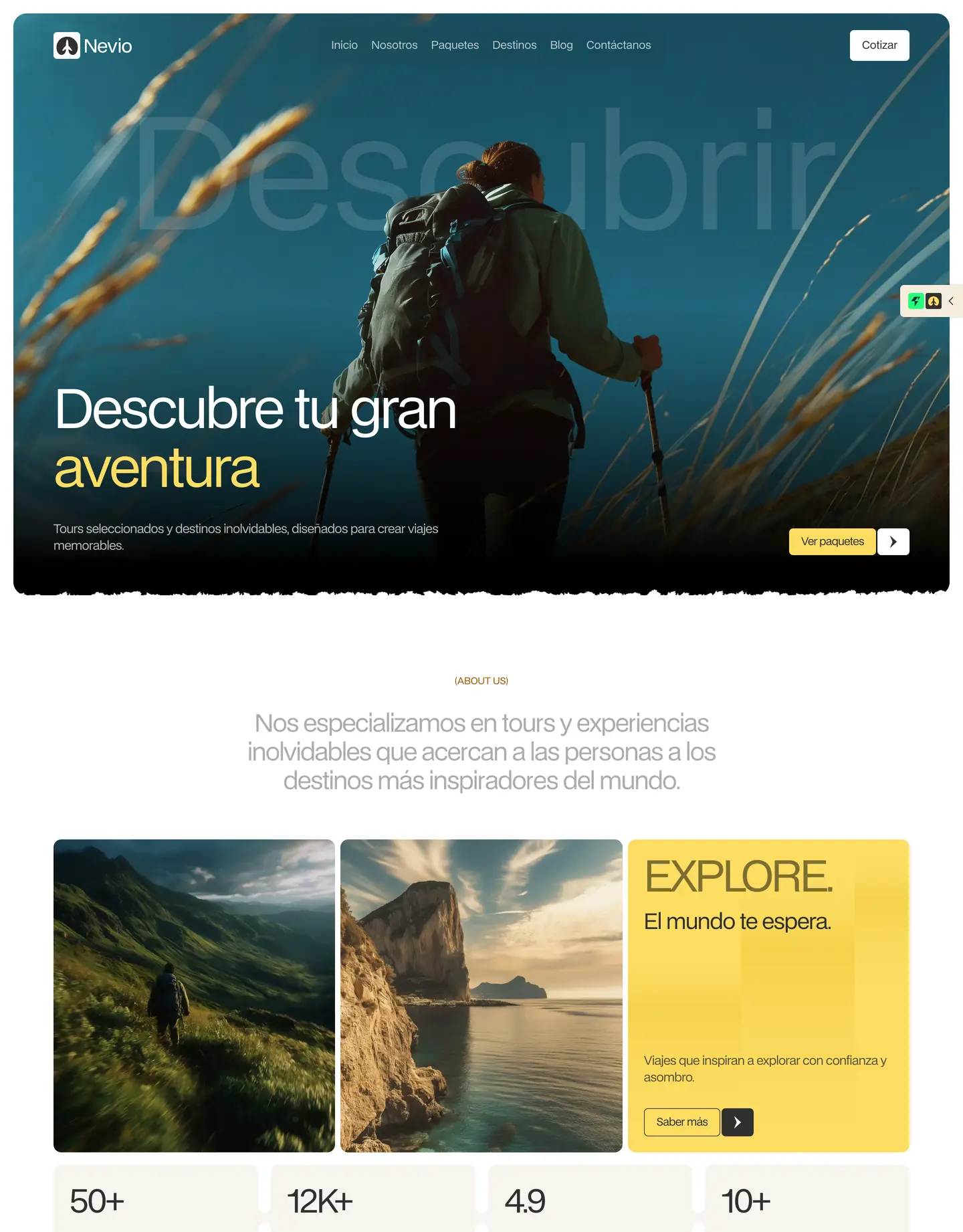 Diseño de página web para turismo y viajes