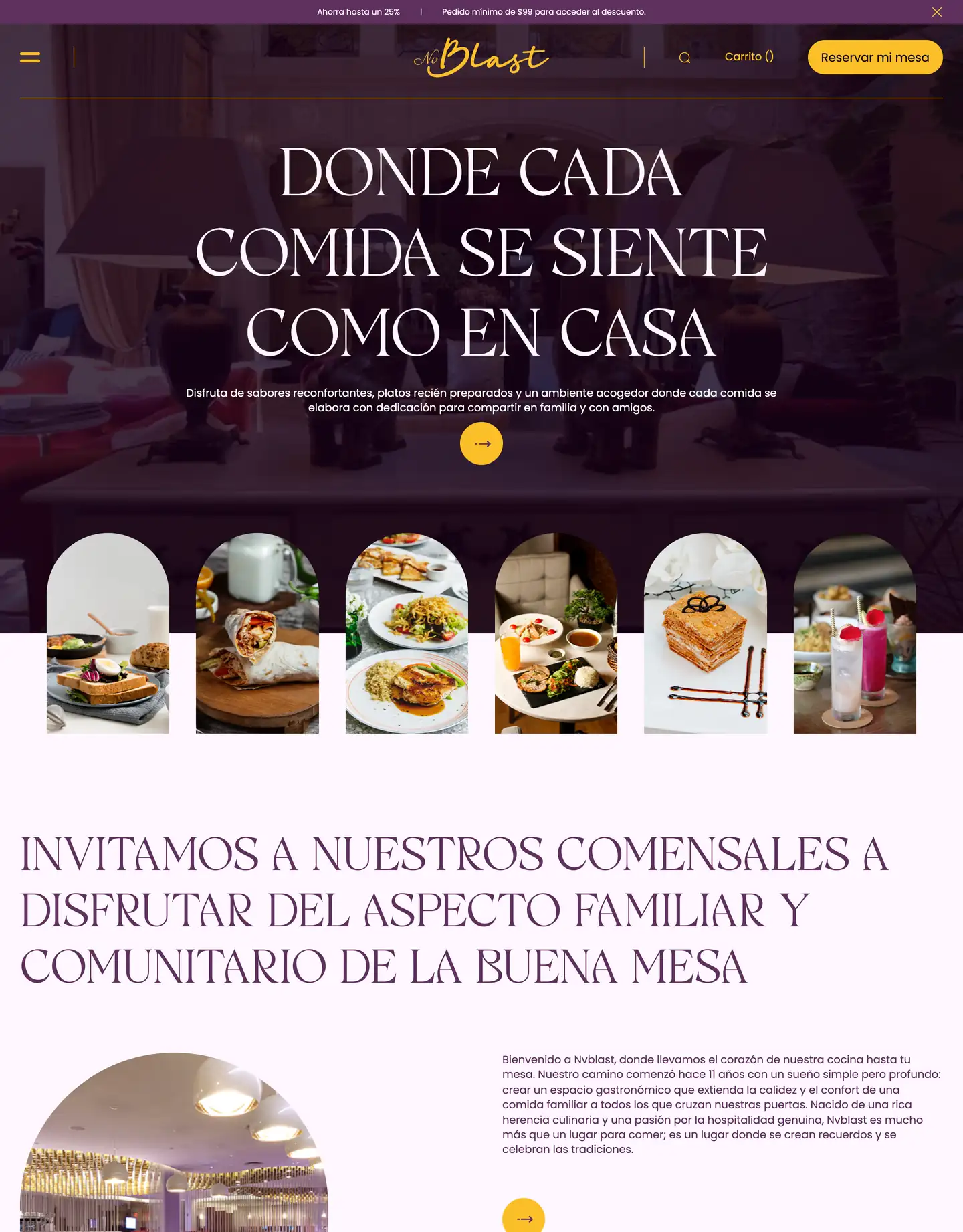 Diseño de página web para restaurantes y cafés