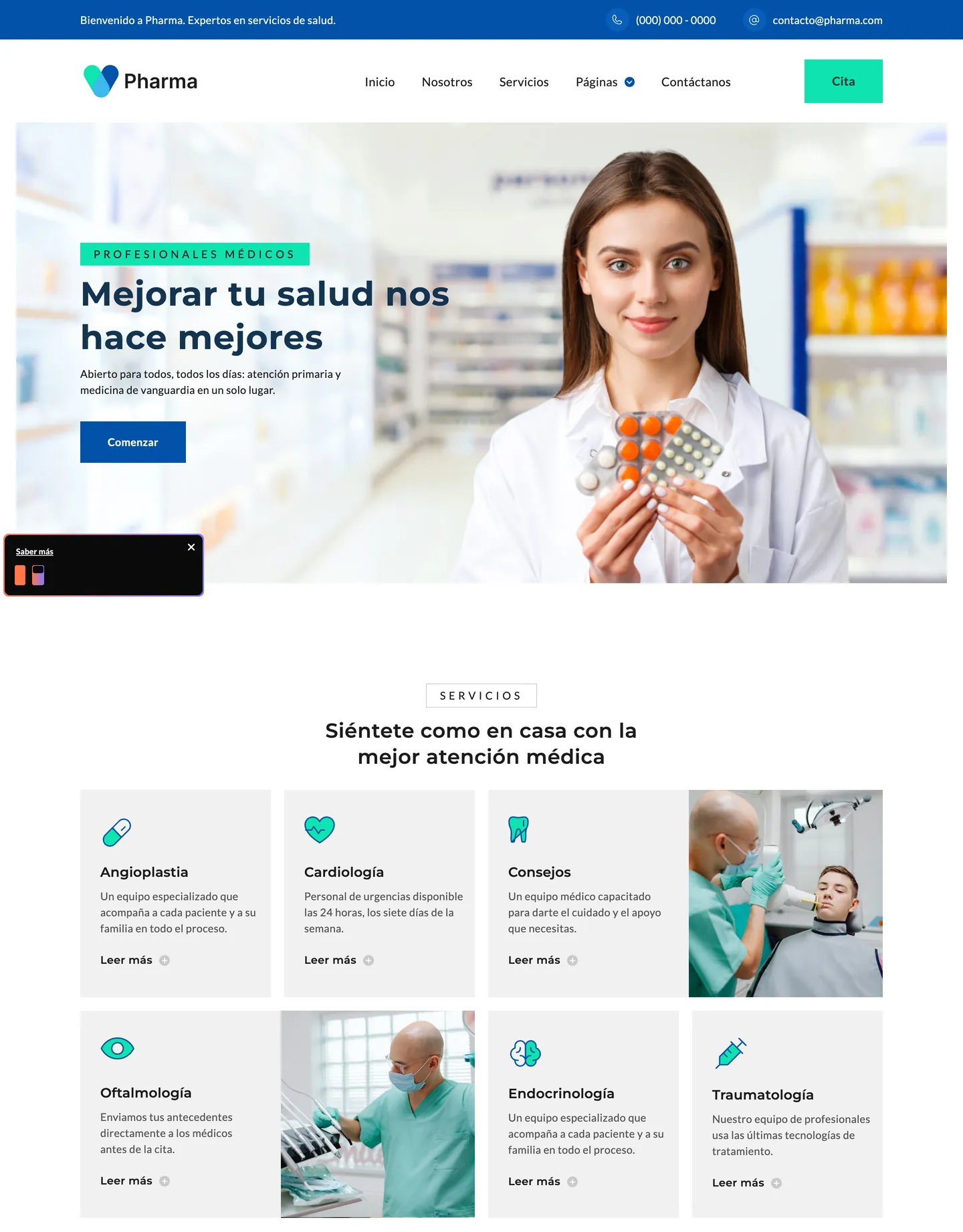 Diseño de página web para salud y bienestar