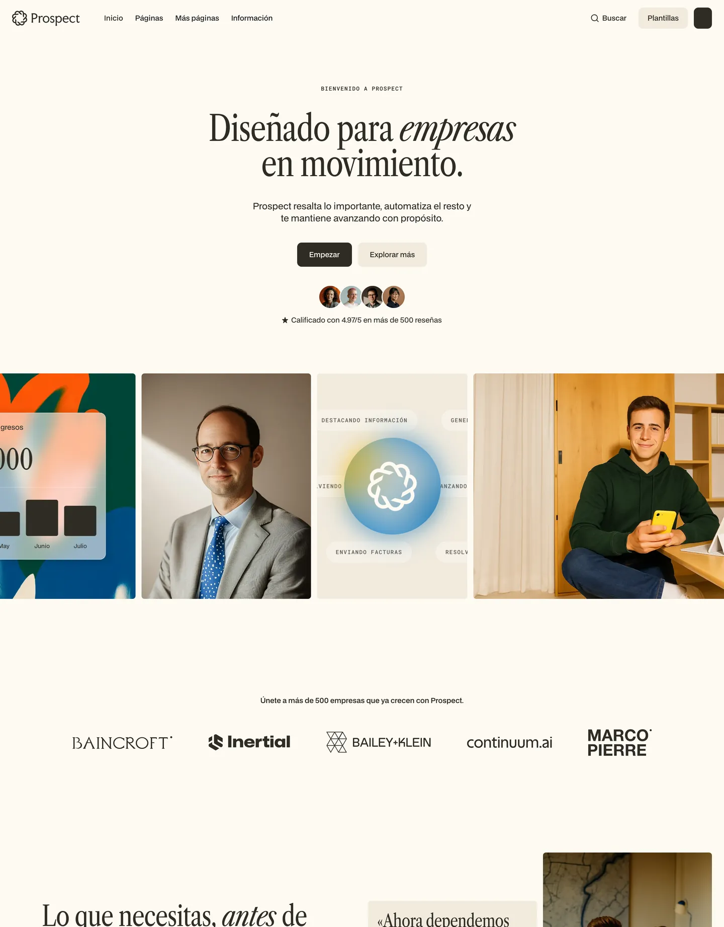 Diseño de página web para prospect