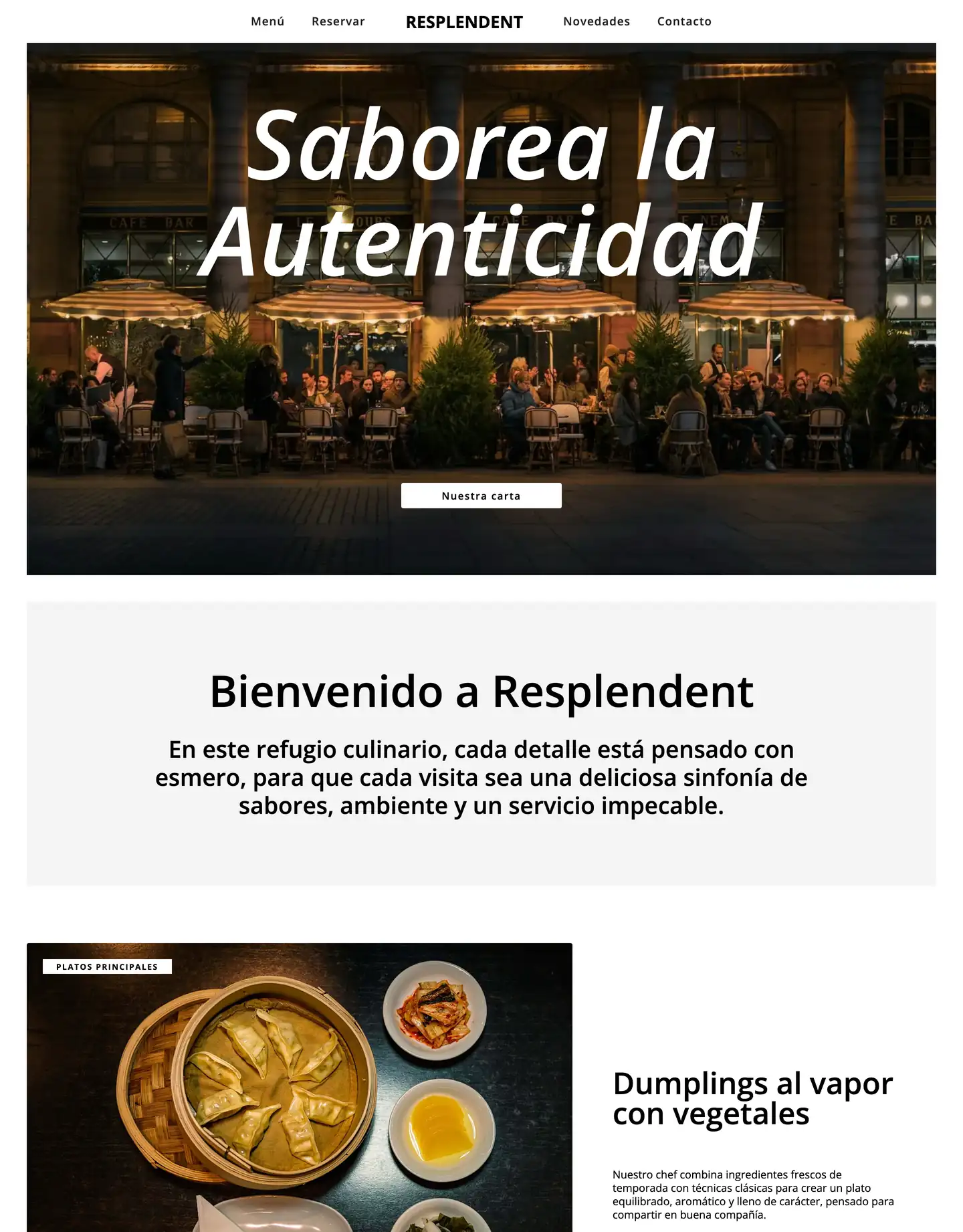 Diseño de página web para restaurantes y cafés
