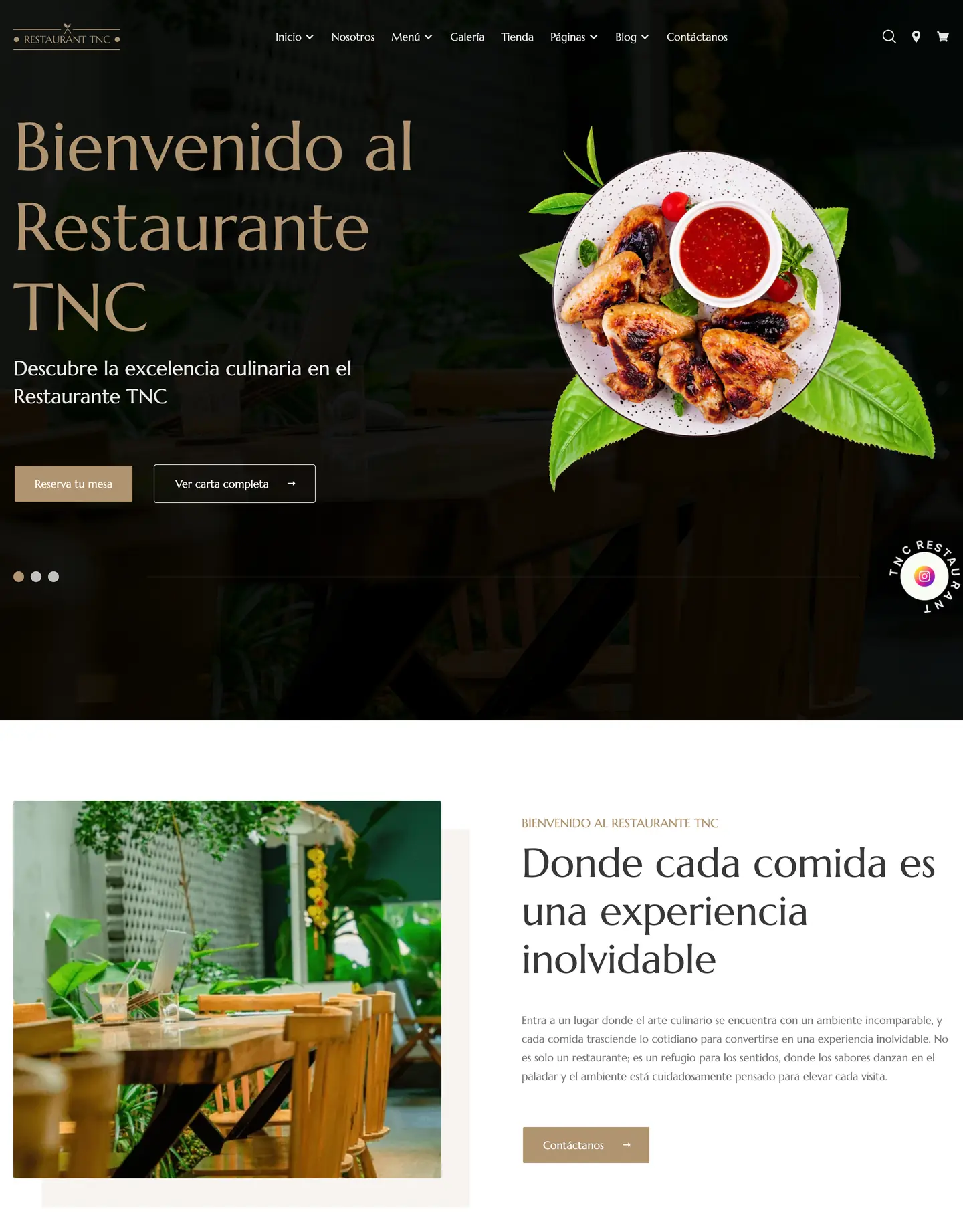 Diseño de página web para restaurantes y cafés