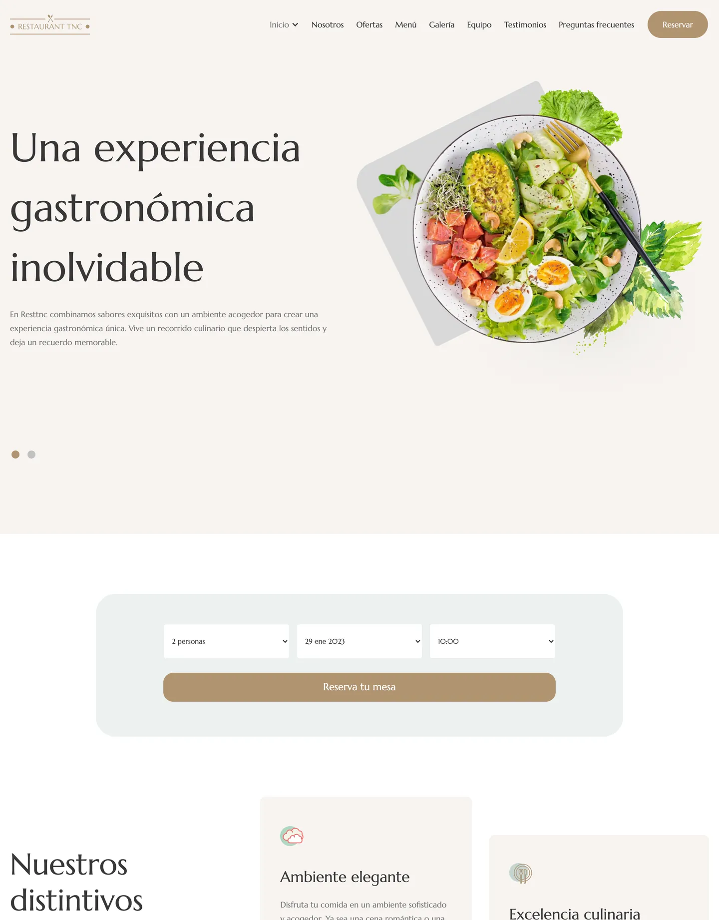Diseño de página web para restaurantes y cafés