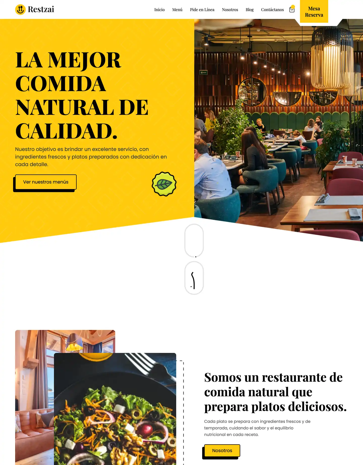 Diseño de página web para restaurantes y cafés