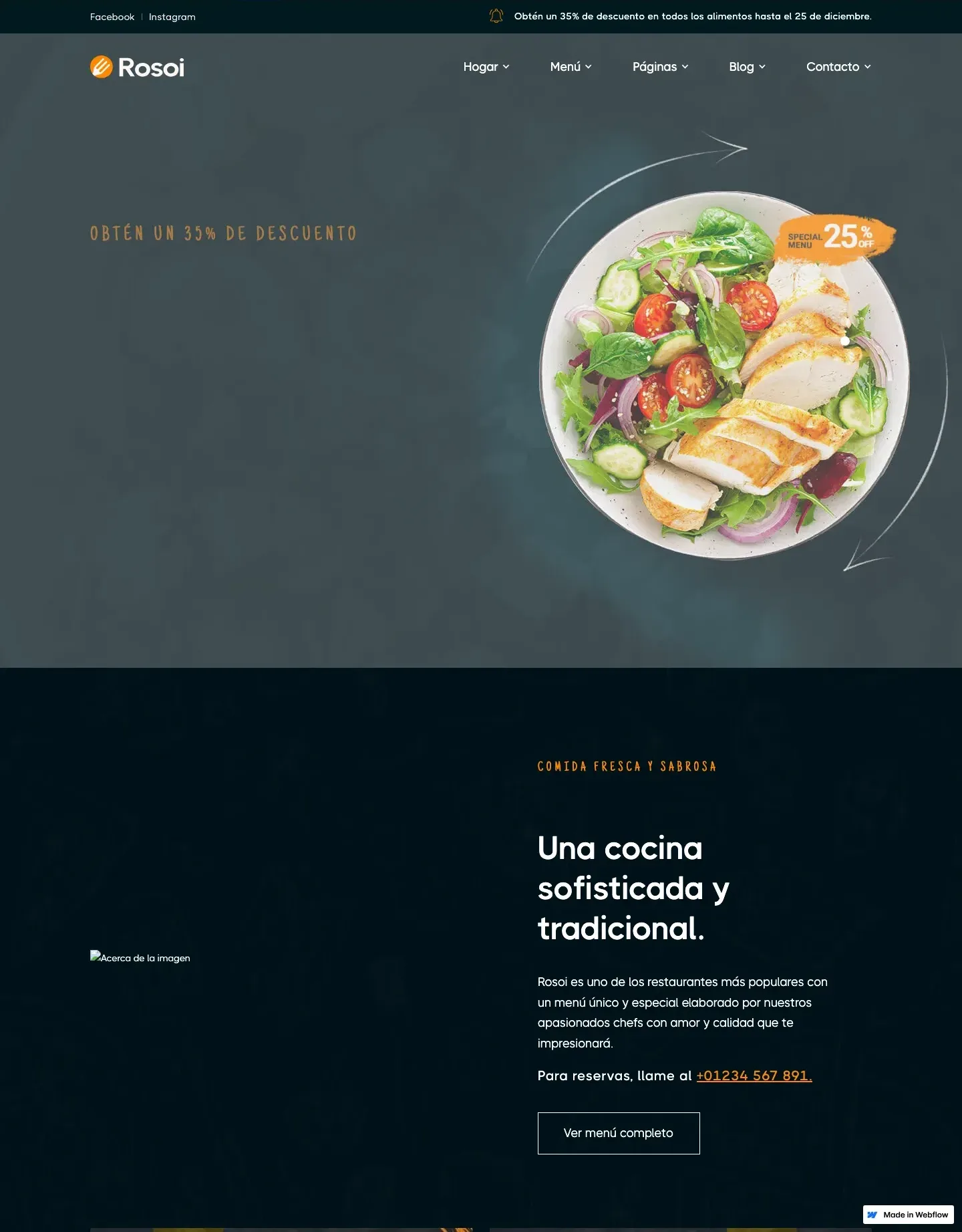 Diseño de página web para restaurantes y cafés