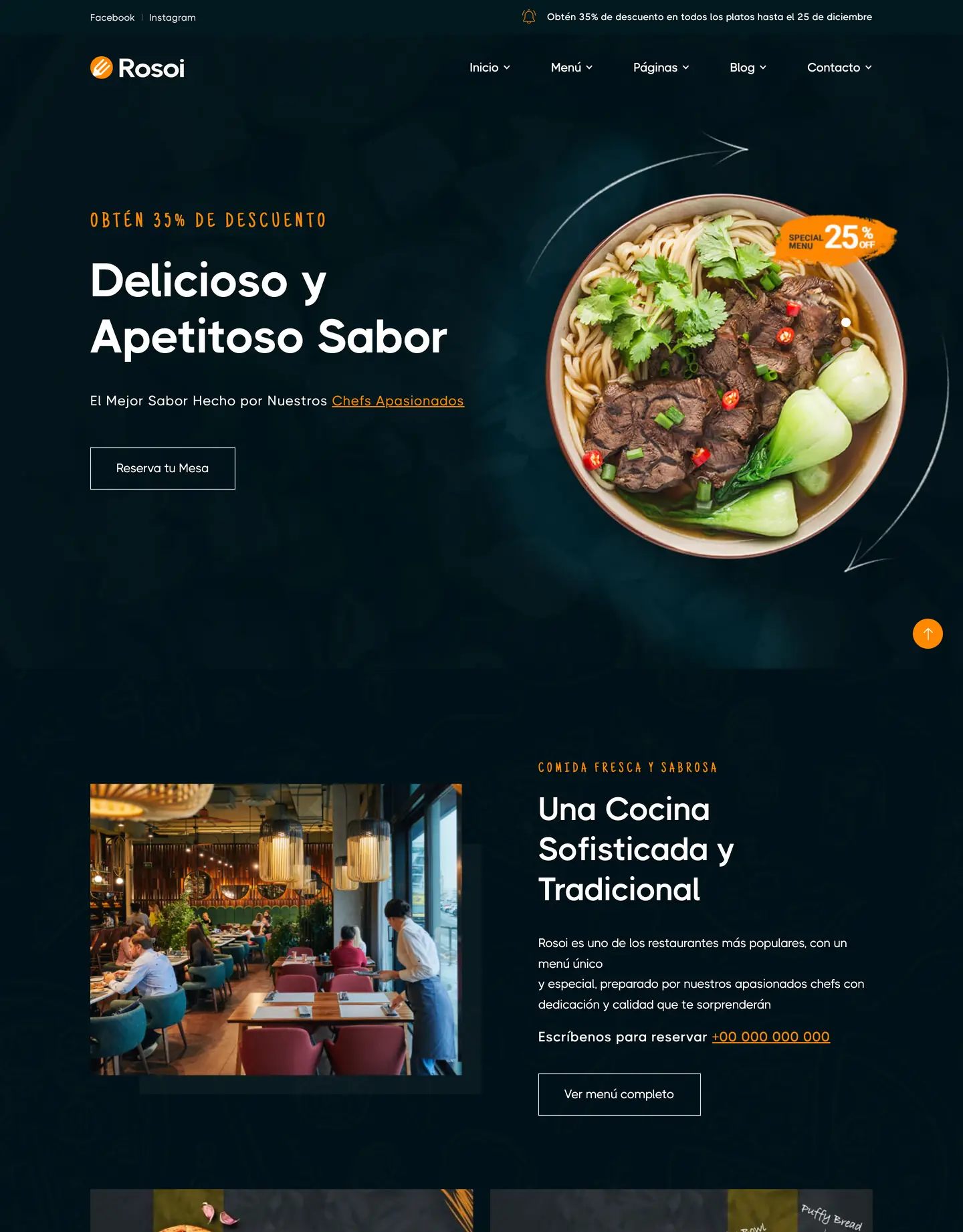 Diseño de página web para restaurantes y cafés