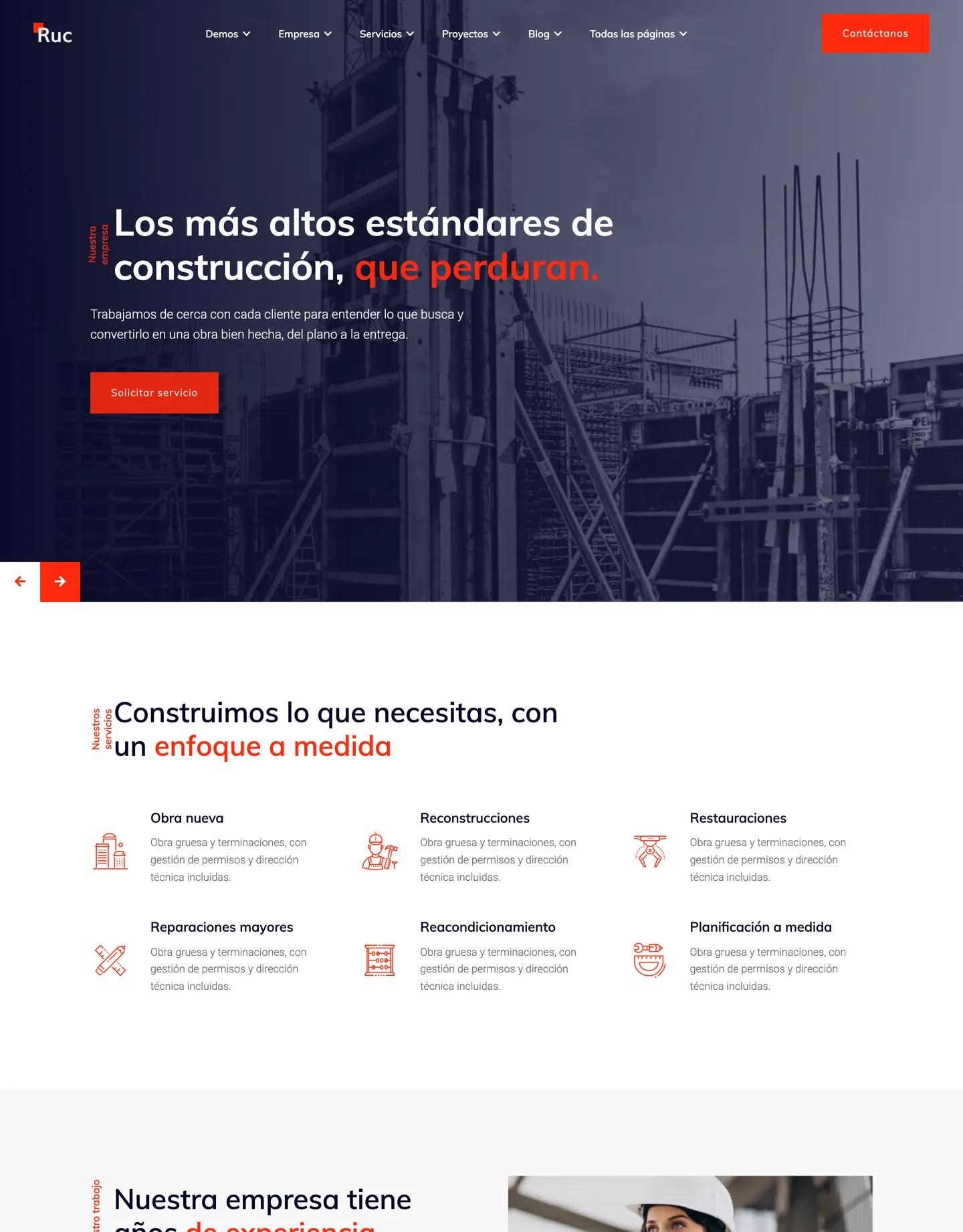Diseño de página web para construcción