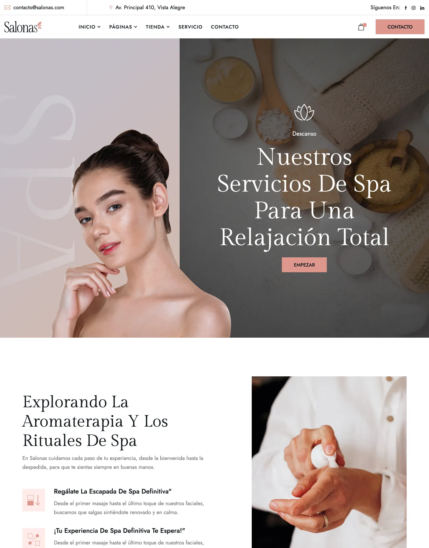 Diseño de página web para belleza y estética