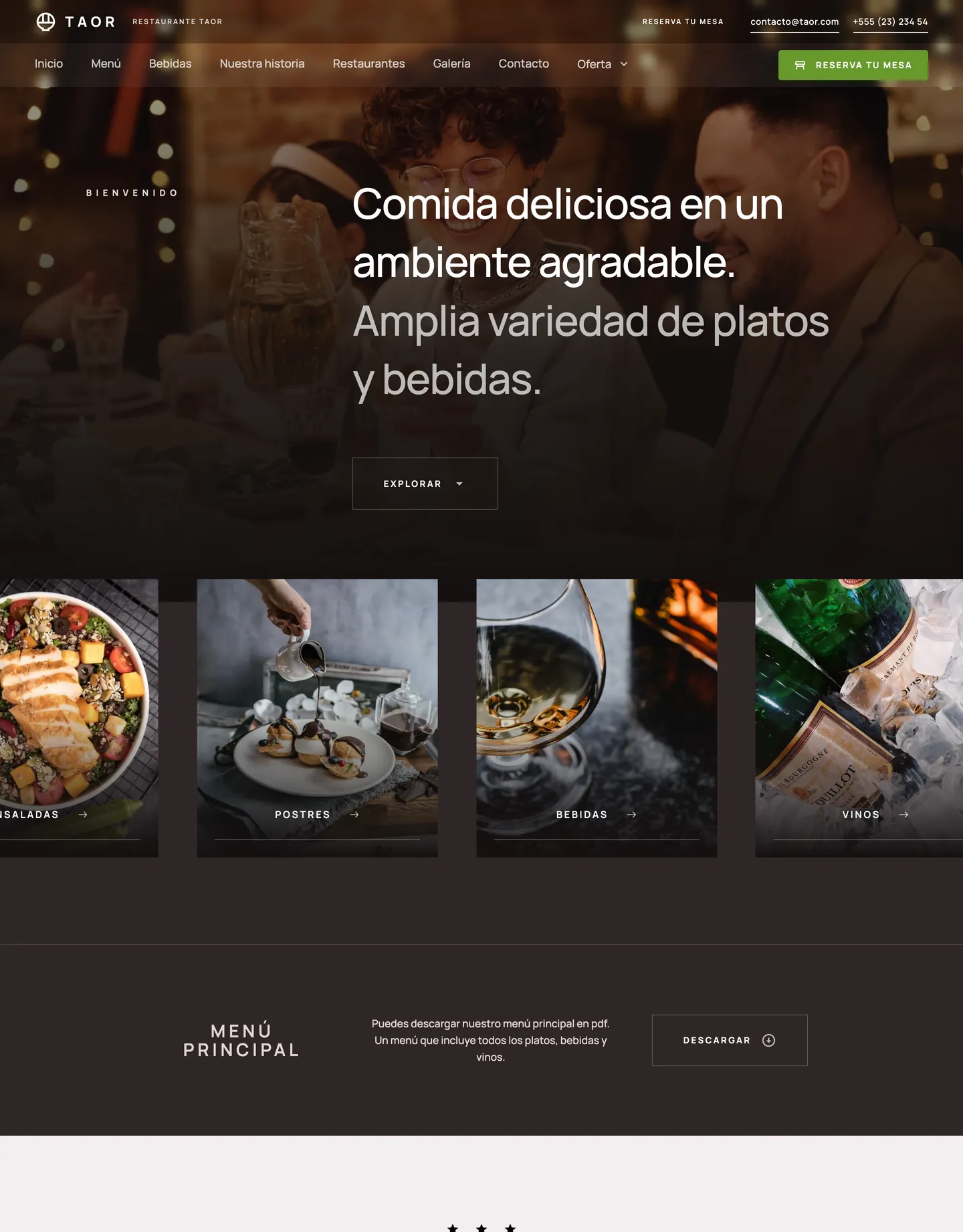 Diseño de página web para restaurantes y cafés