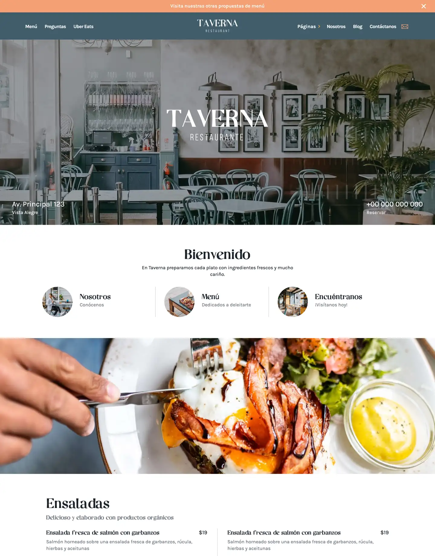 Diseño de página web para restaurantes y cafés