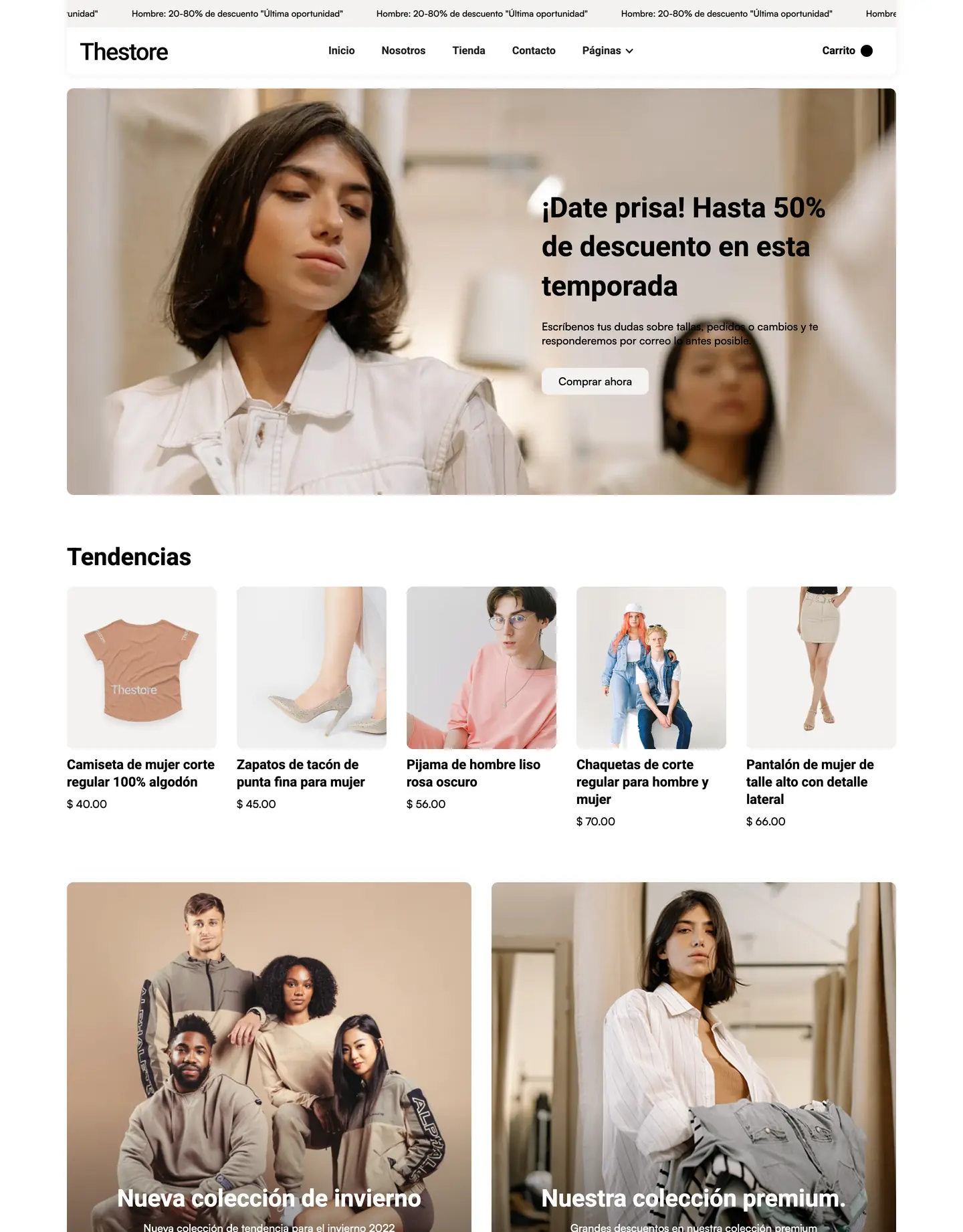 Diseño de página web para tienda online