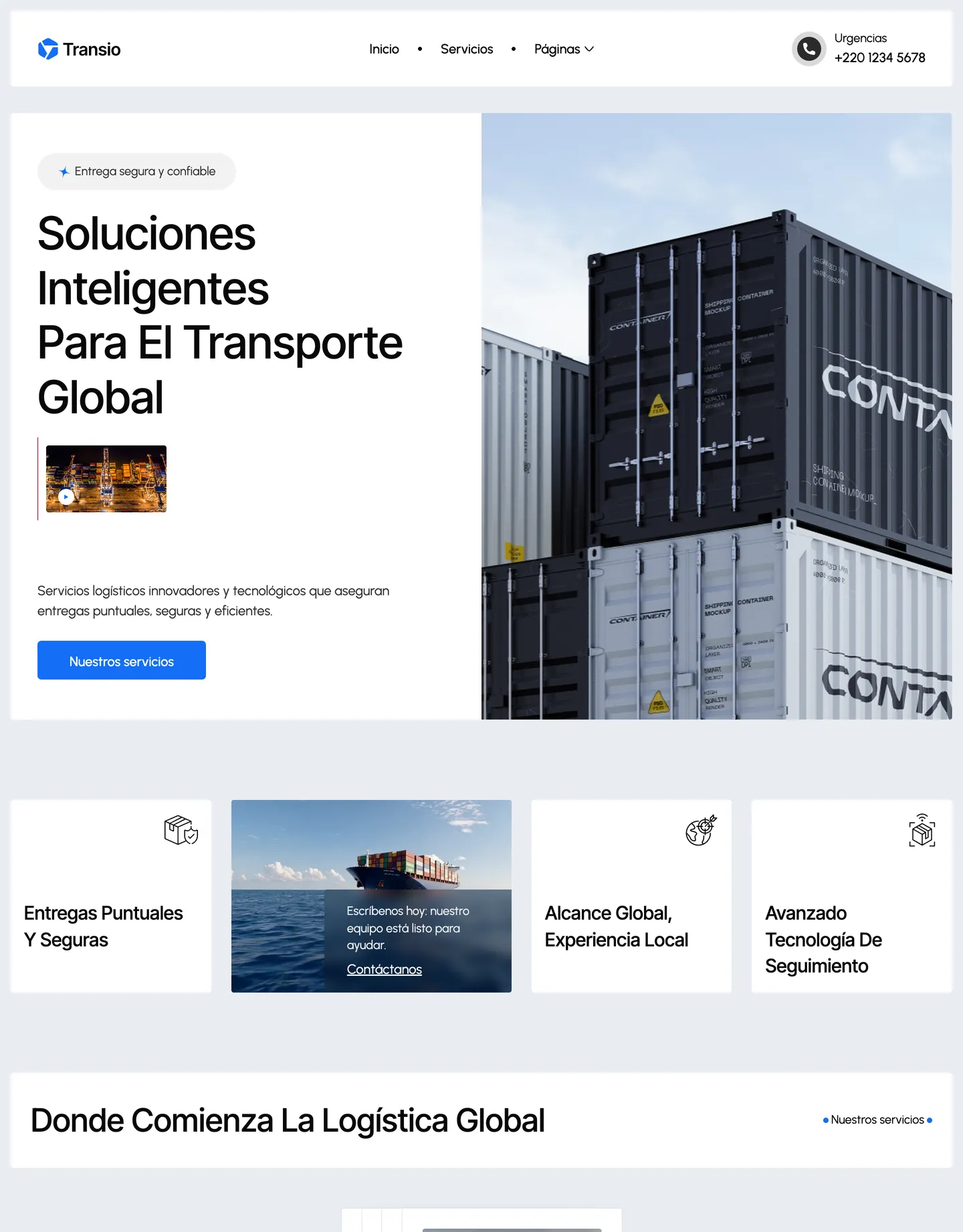Diseño de página web para transporte