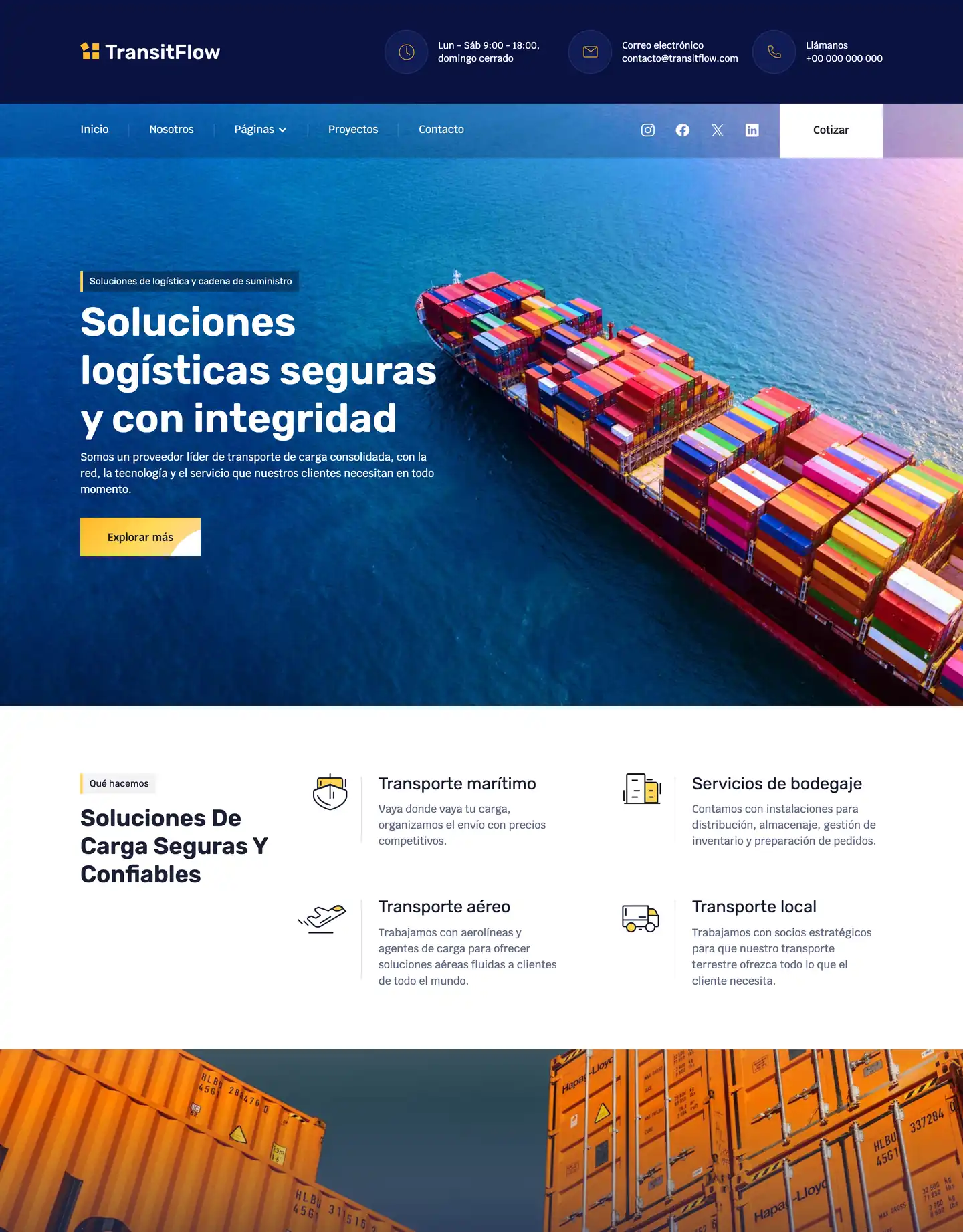 Diseño de página web para transporte