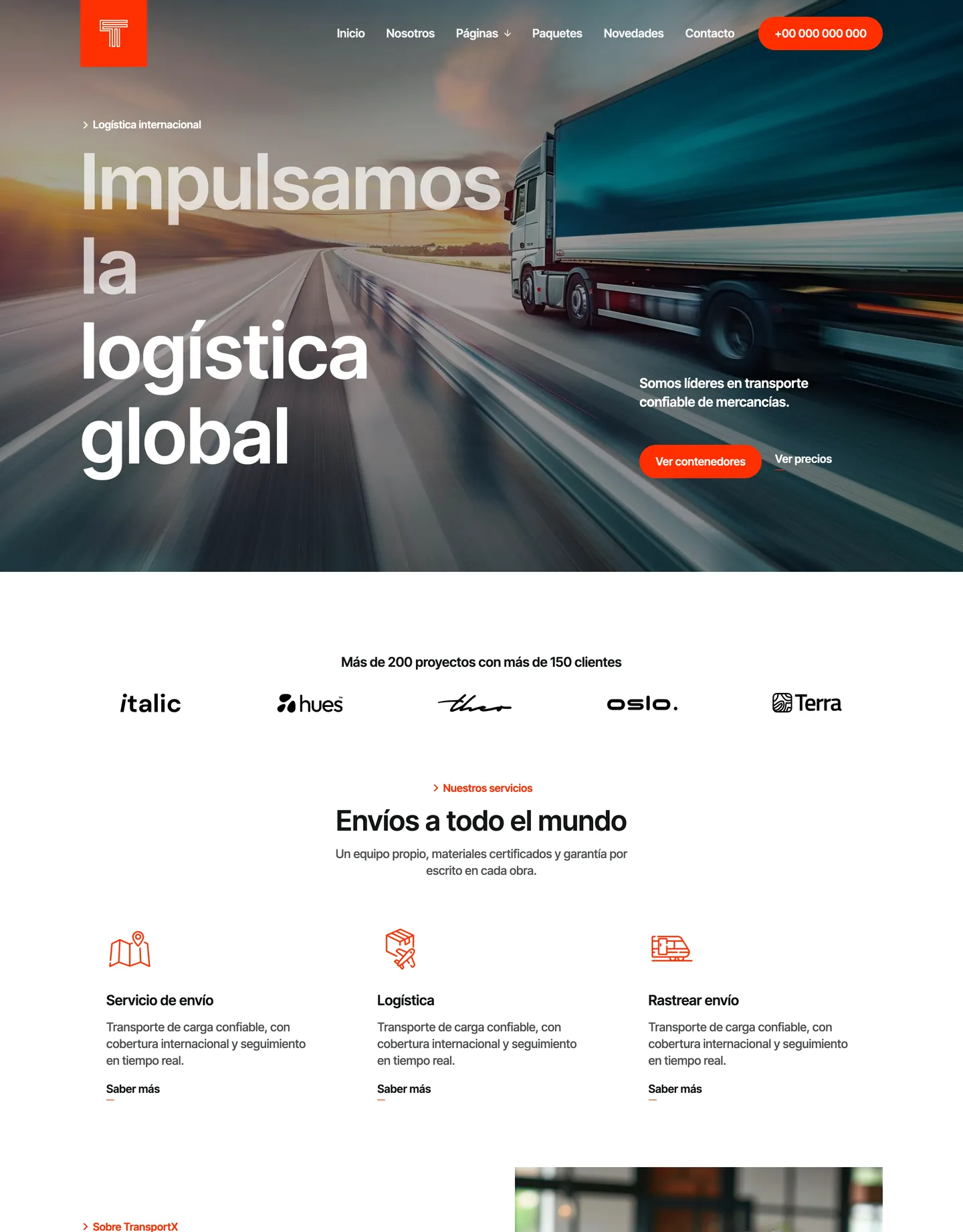 Diseño de página web para transporte