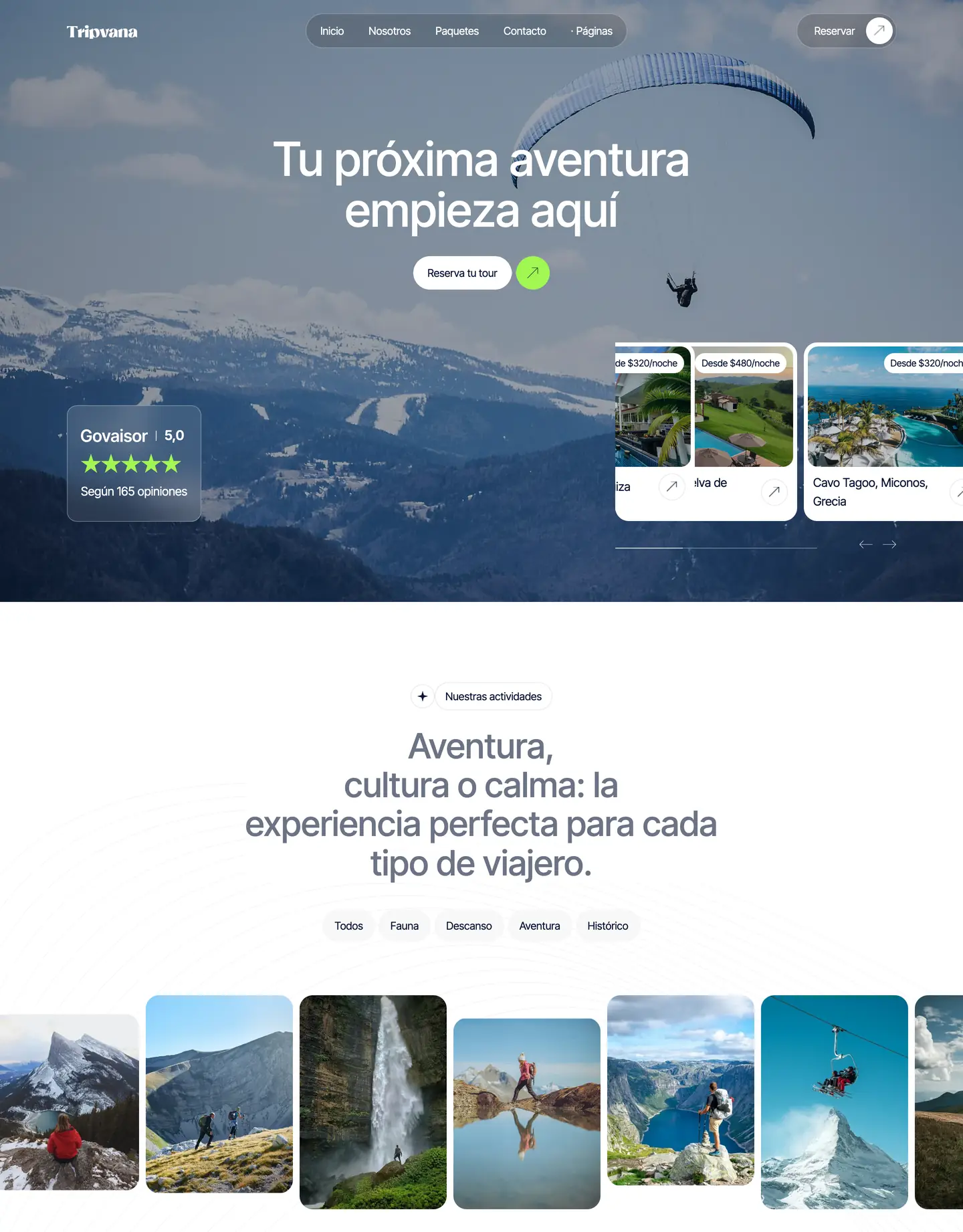 Diseño de página web para turismo y viajes