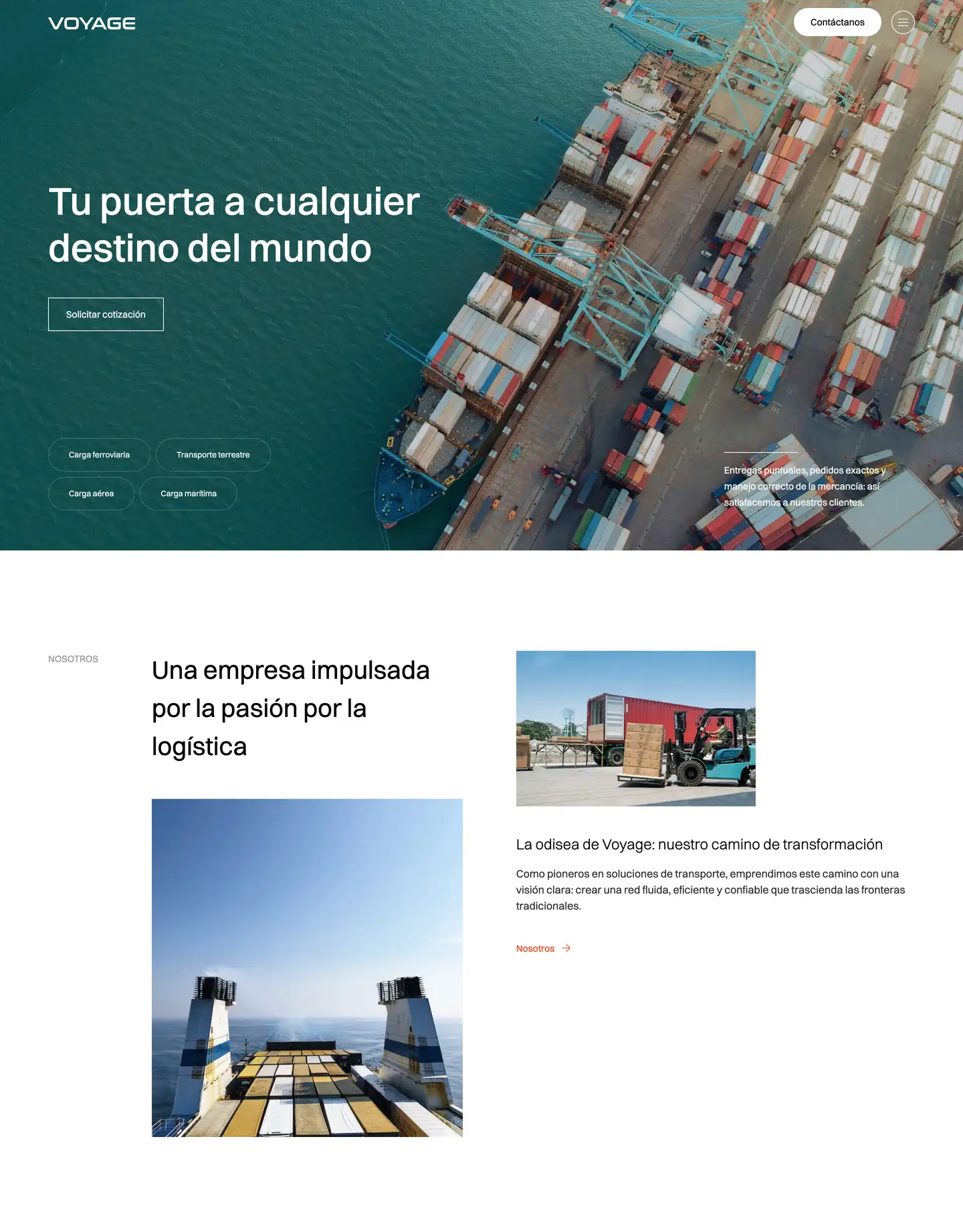 Diseño de página web para transporte