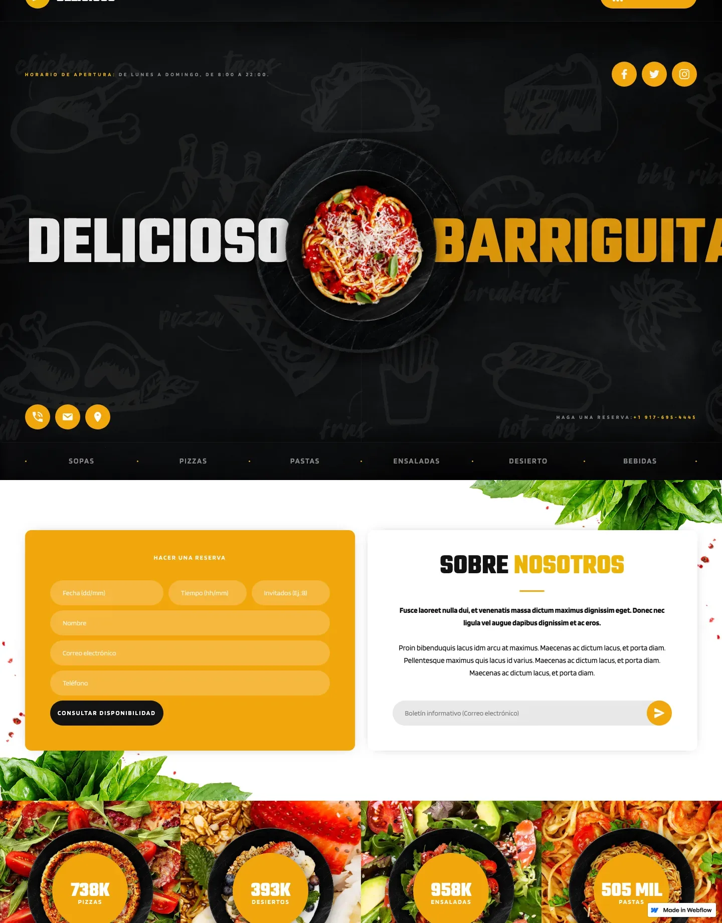 Diseño de página web para restaurantes y cafés