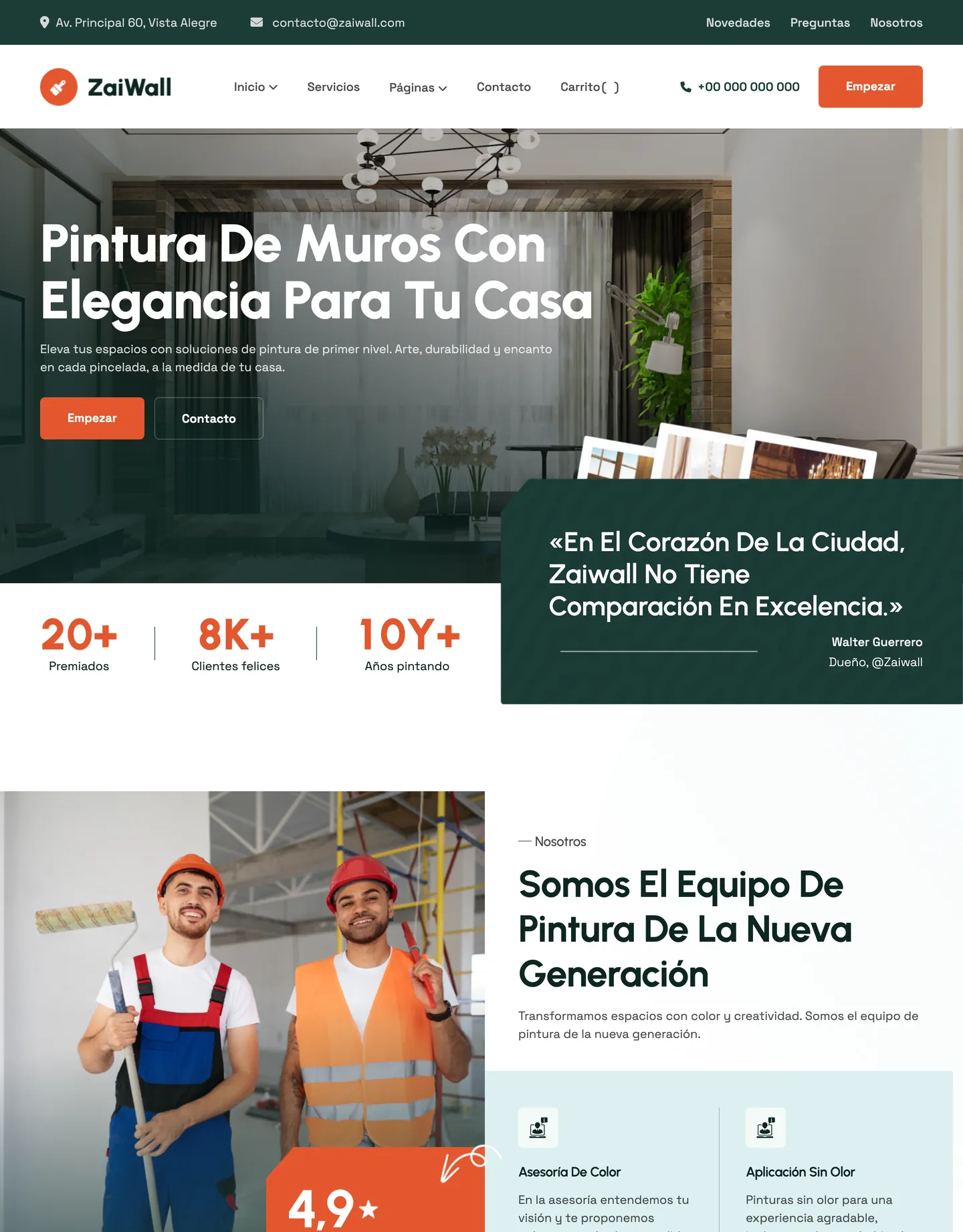 Diseño de página web para servicios y mantenimiento